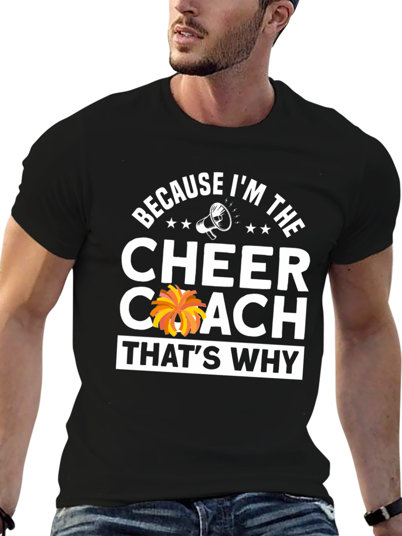 Black Cheer Coach T-Shirt: Because I'm The Cheer Coach! view 6