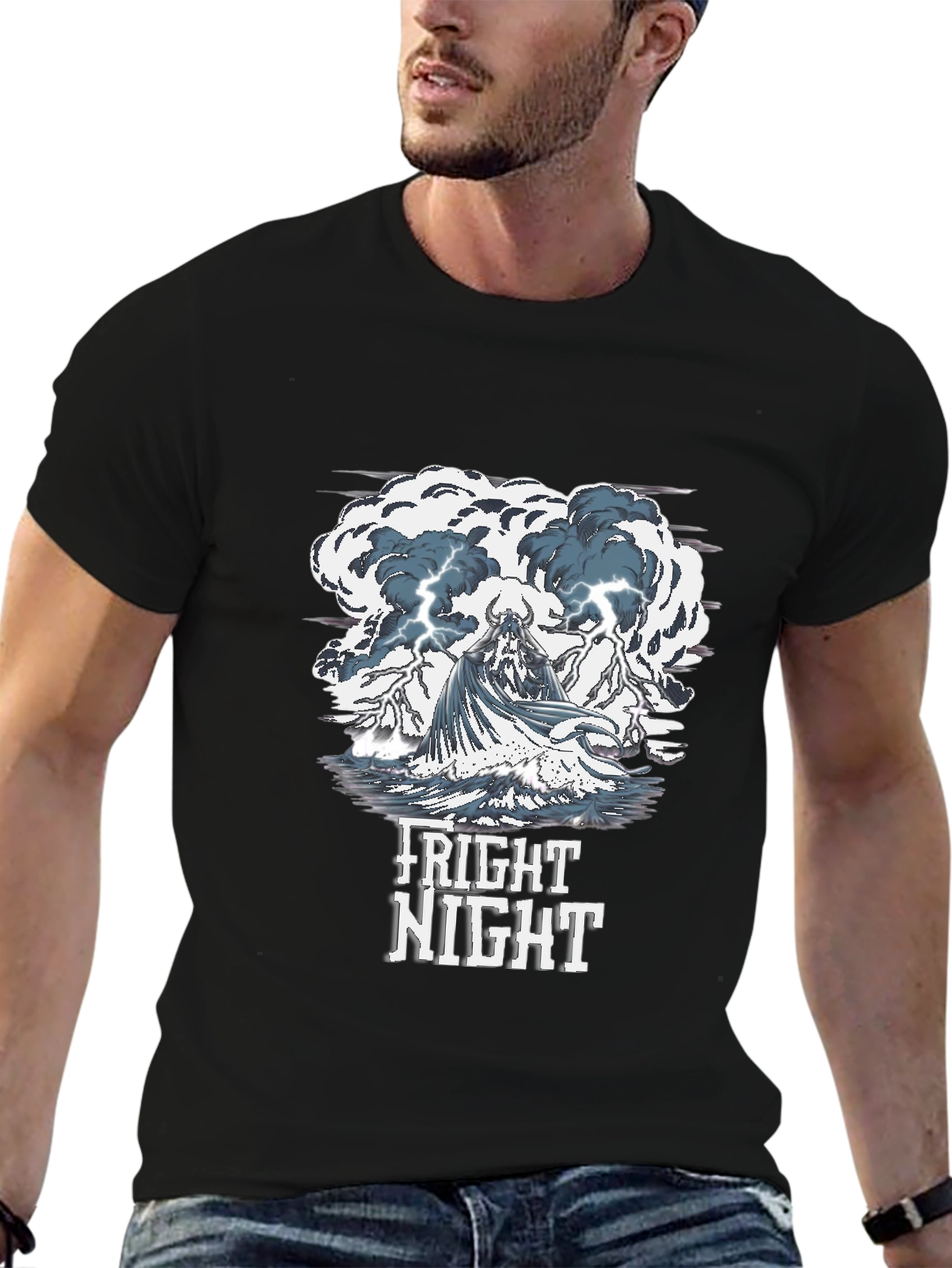 Black Fright Night Graphic Print T-Shirt view 6