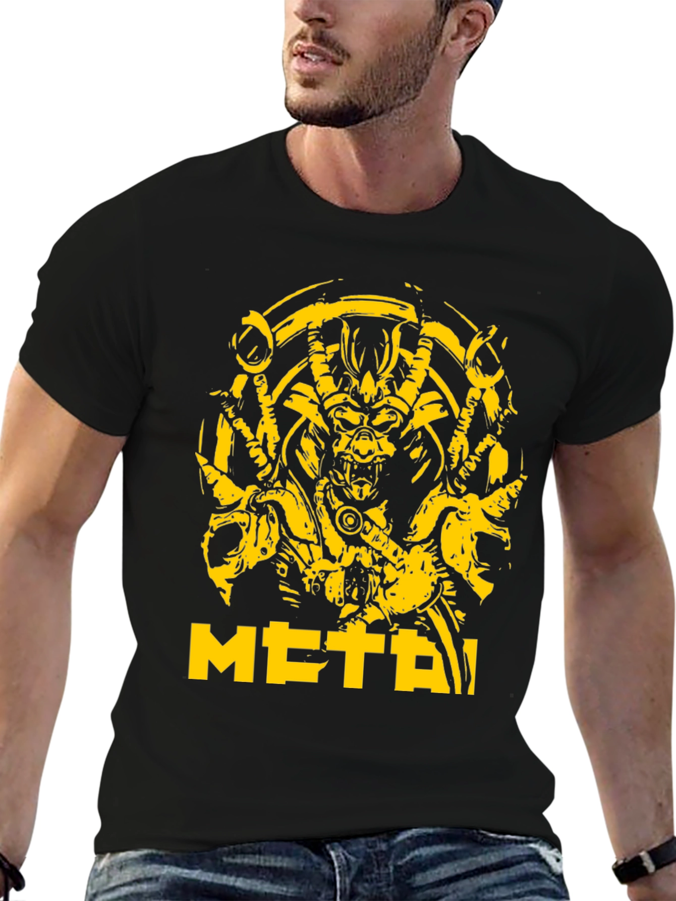 Black Metal Demon Graphic Tee - Black view 6