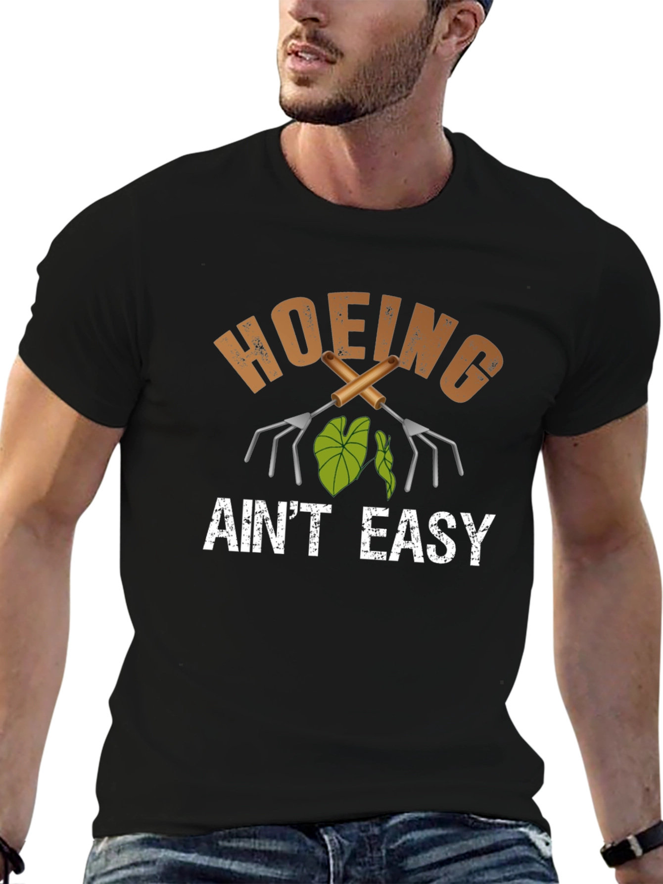 Black Hoeing Ain't Easy T-Shirt - Gardening Humor Tee view 6
