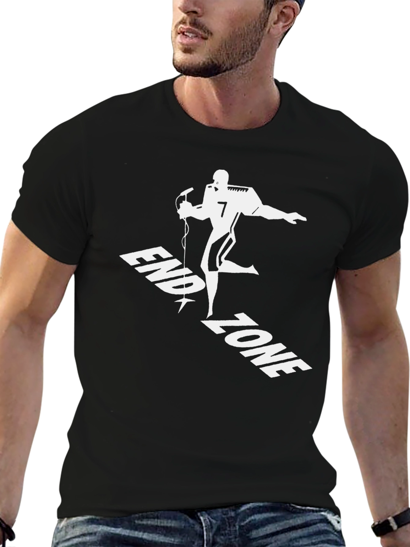Black End Zone Football Graphic T-Shirt view 6