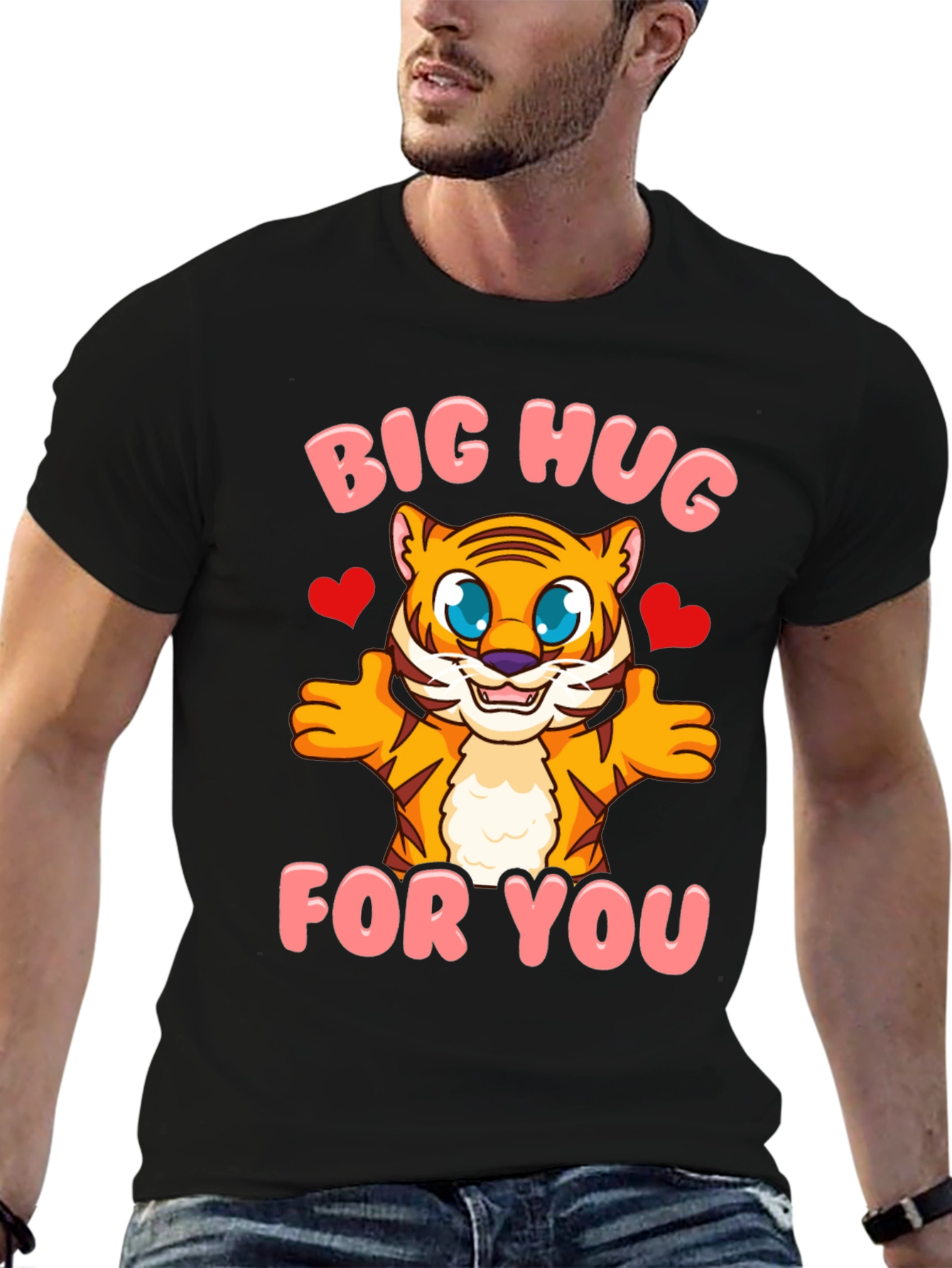 Black Big Hug Tiger Graphic Tee - Black view 6