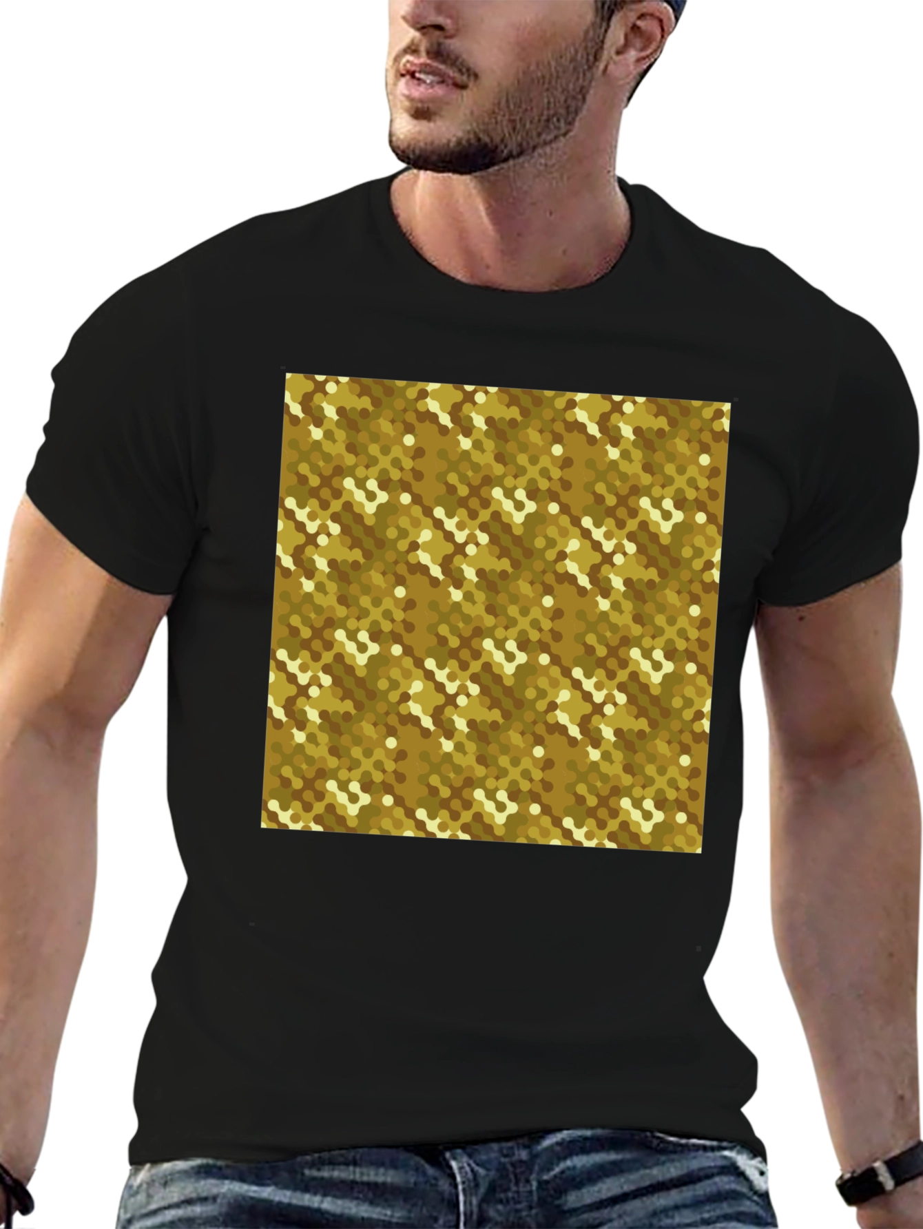 Black Geometric Pattern T-Shirt - Modern Black Tee view 6