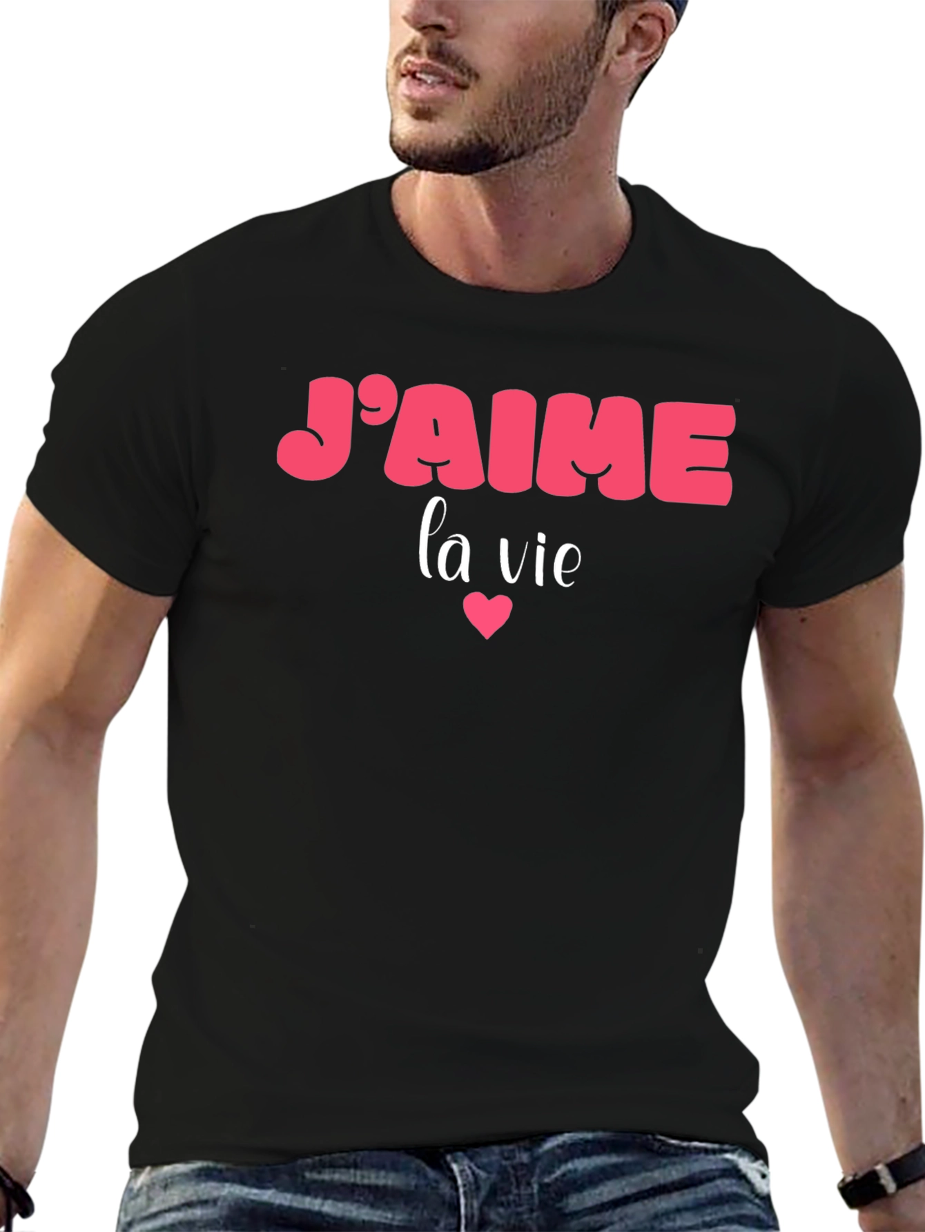 Black J'aime la vie Graphic T-Shirt - Black view 6