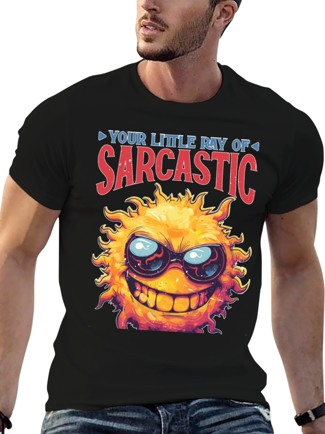 Black Sarcastic Sun Graphic T-Shirt - Black view 6