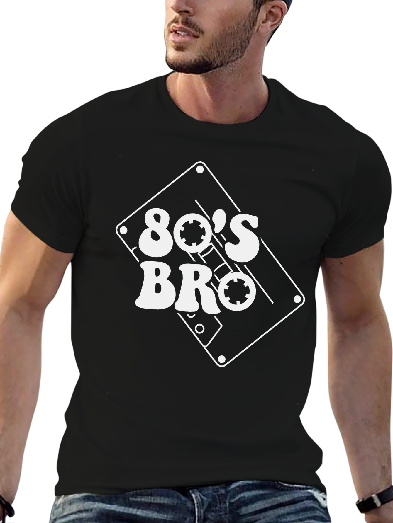 Black 80's Bro Retro Cassette Tape T-Shirt view 6
