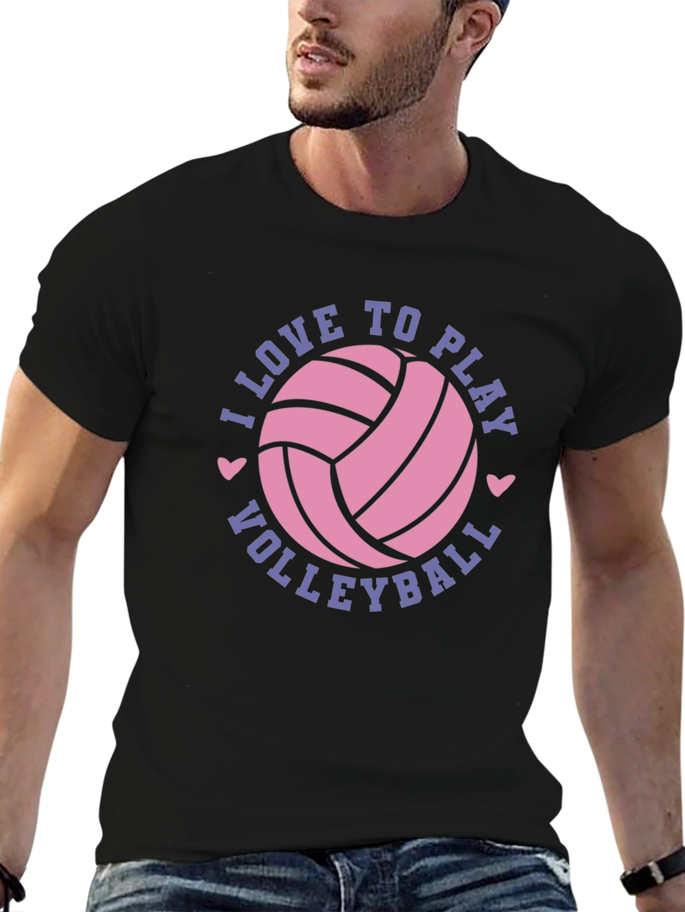 Black I Love to Play Volleyball Graphic Tee Shirt view 6