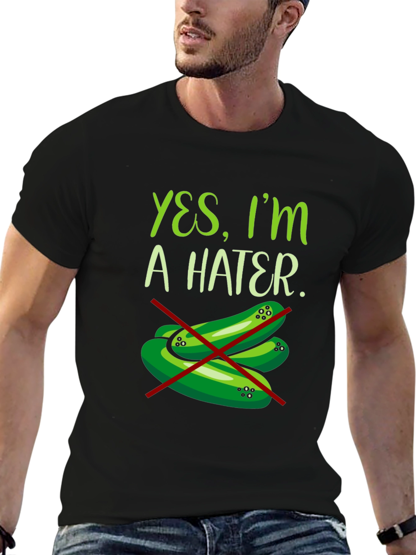 Black Yes, I'm a Hater Pickle T-Shirt view 6