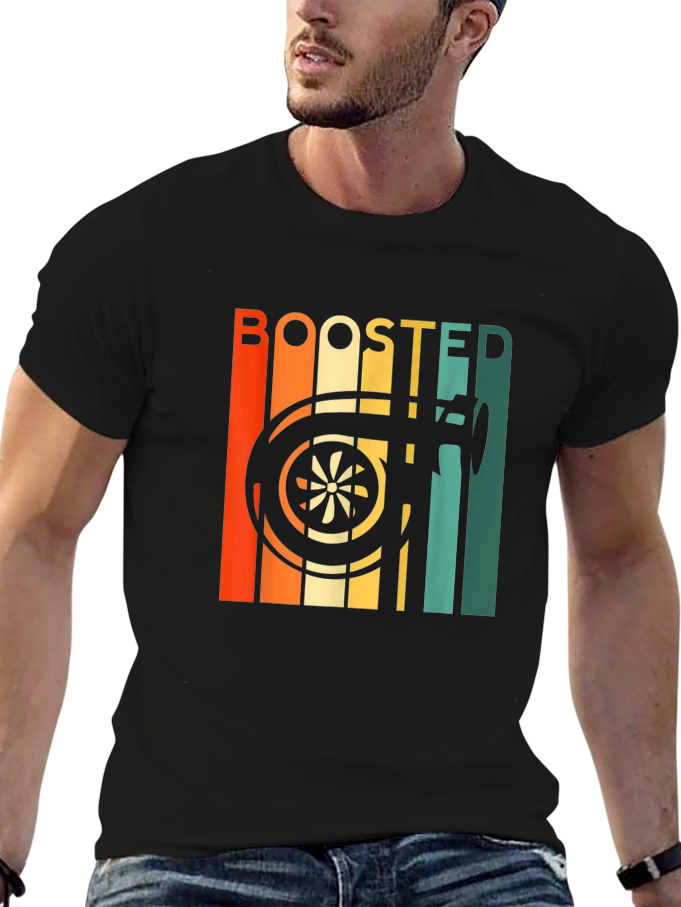 Black Boosted Turbo T-Shirt - Automotive Enthusiast Style view 6