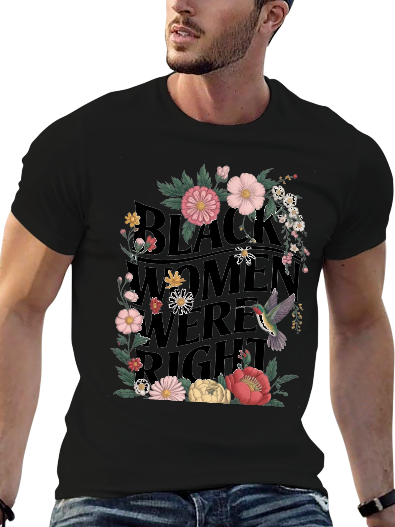 Black Black Women Were Right Floral Graphic Tee view 6