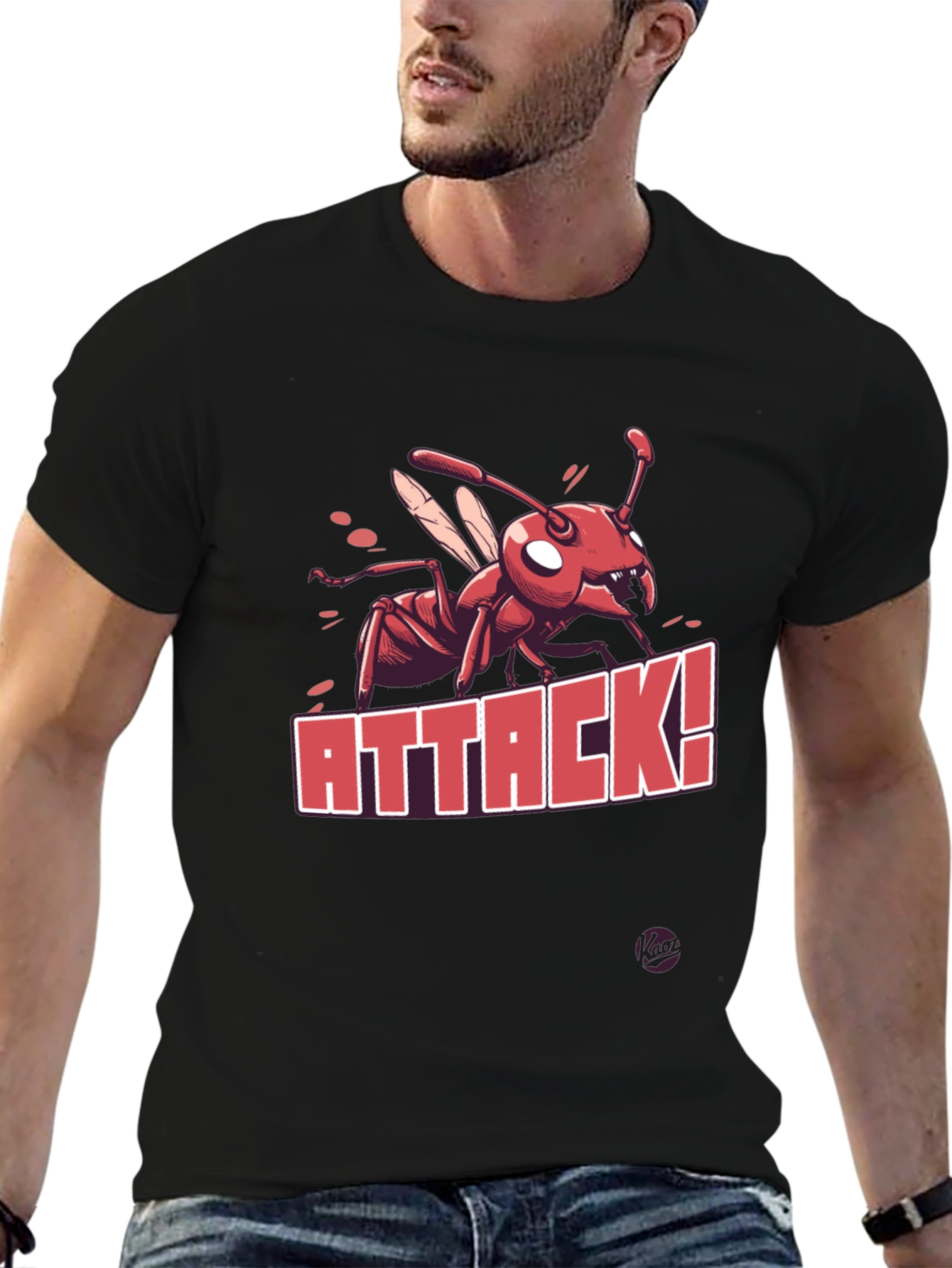 Black Ant Attack Graphic T-Shirt - Men's Black Tee view 6