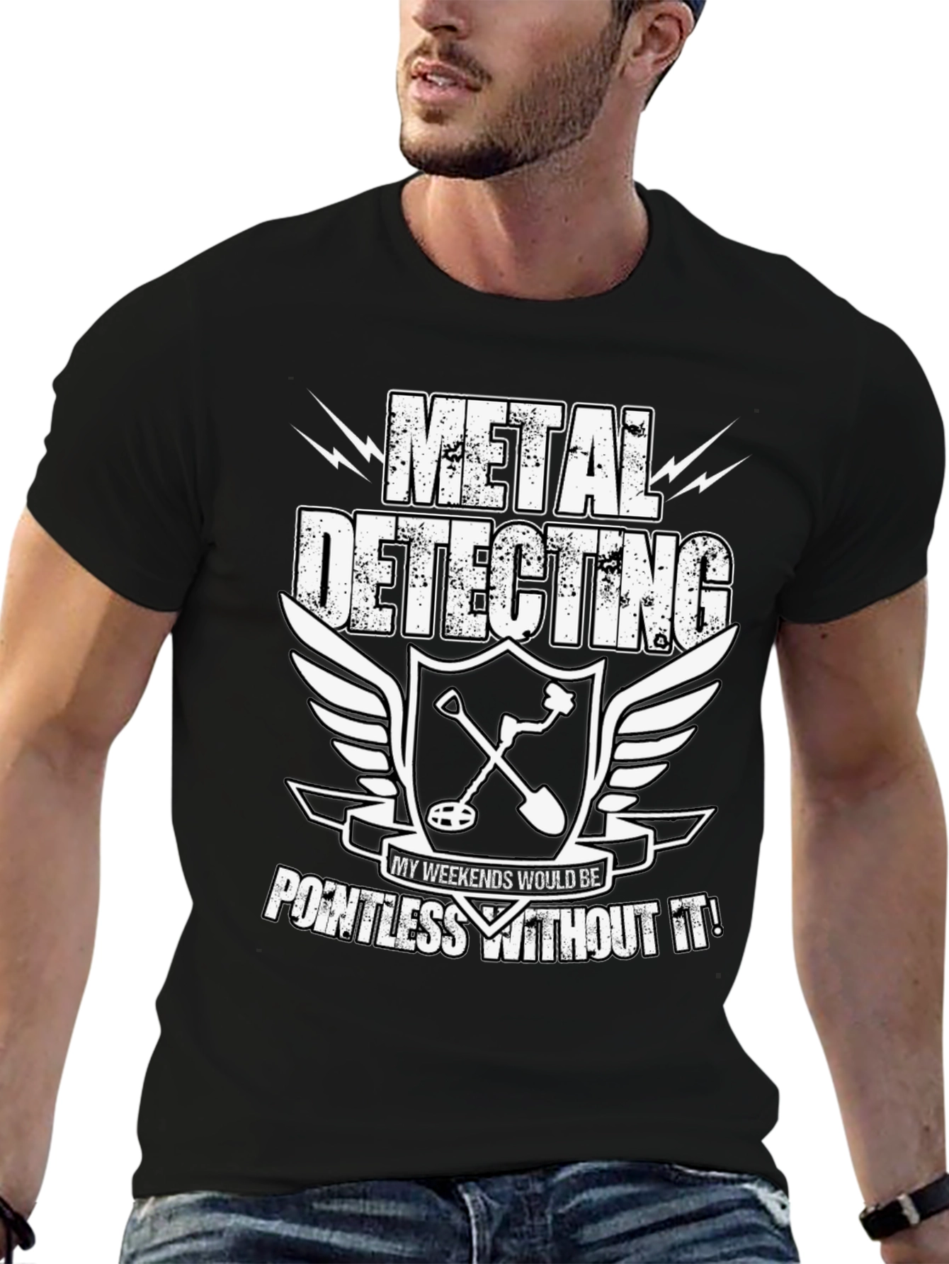 Black Metal Detecting T-Shirt - Pointless Without It! view 6