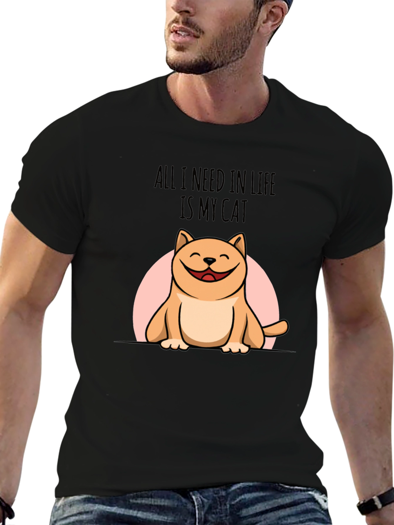 Black All I Need is My Cat T-Shirt view 6