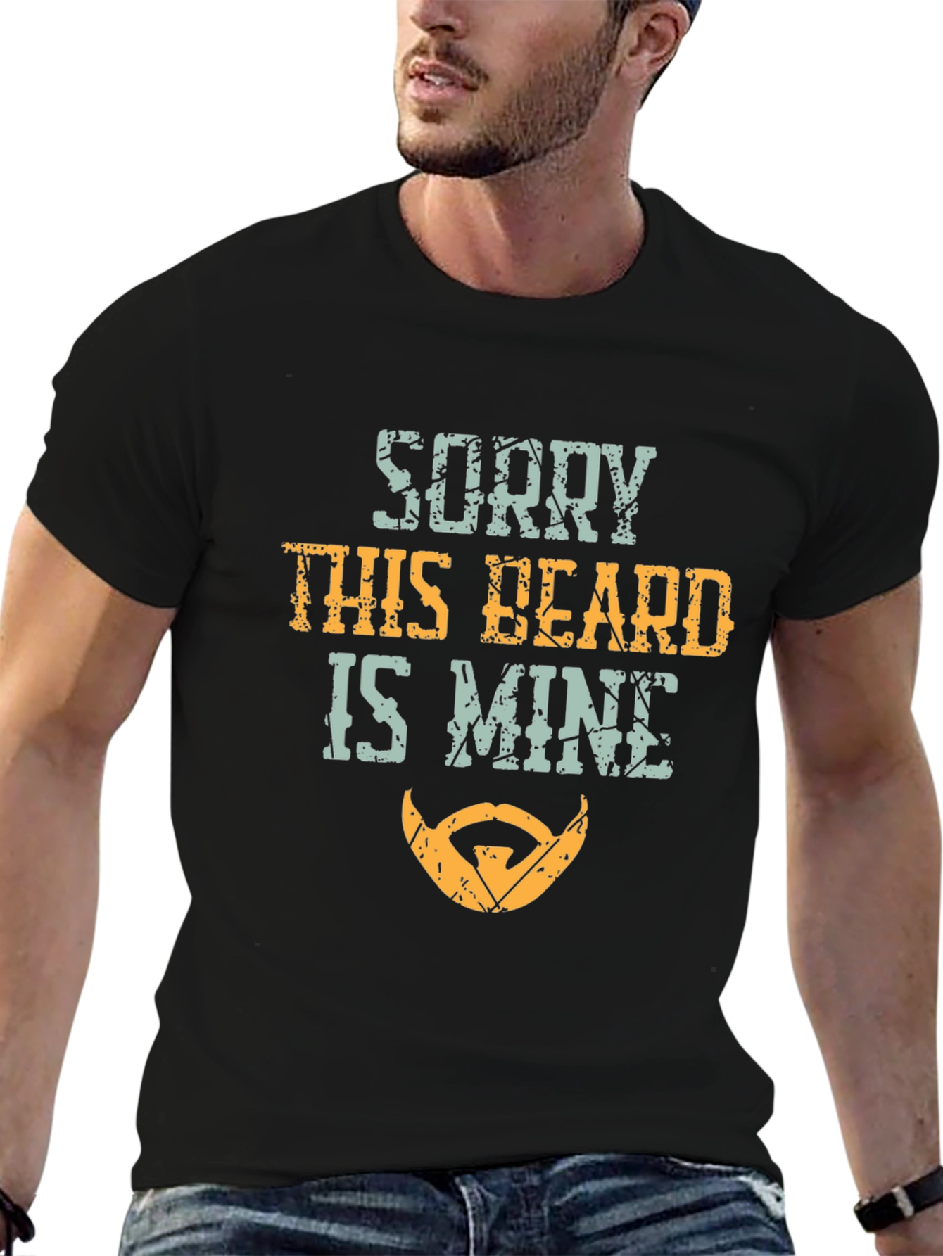Black Sorry This Beard Is Mine T-Shirt Funny Bearded Man Tee view 6