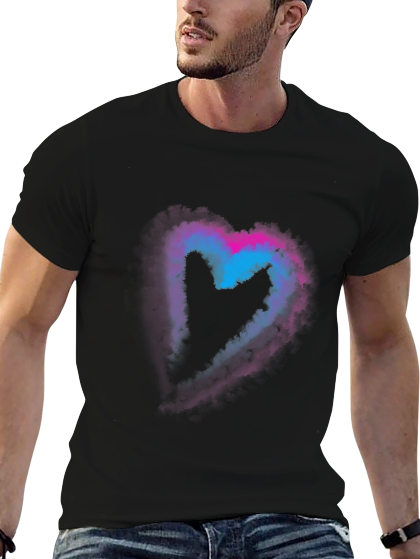 Black Heart Nebula Graphic Print Black T-Shirt view 6