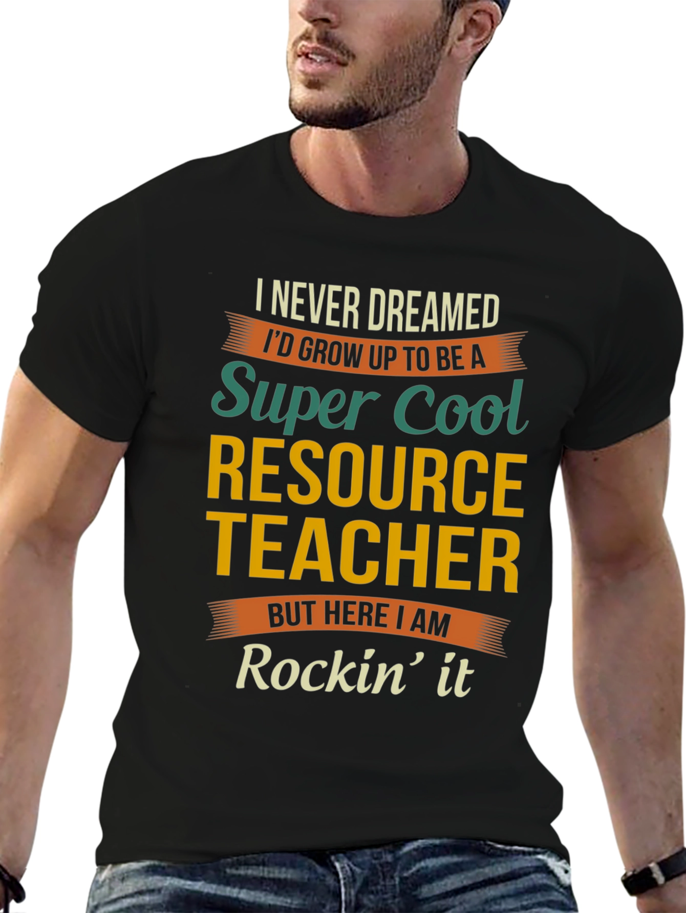 Black Super Cool Resource Teacher T-Shirt view 6