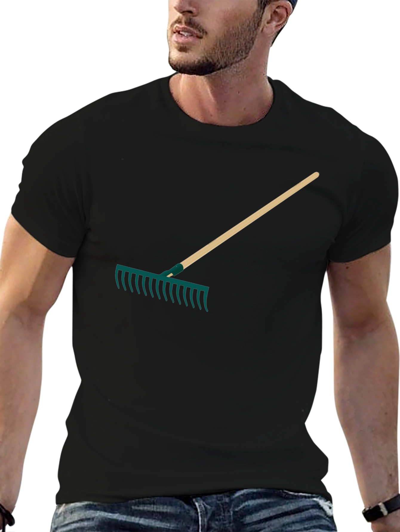 Black Rake Graphic Tee - Gardening Enthusiast Apparel view 6