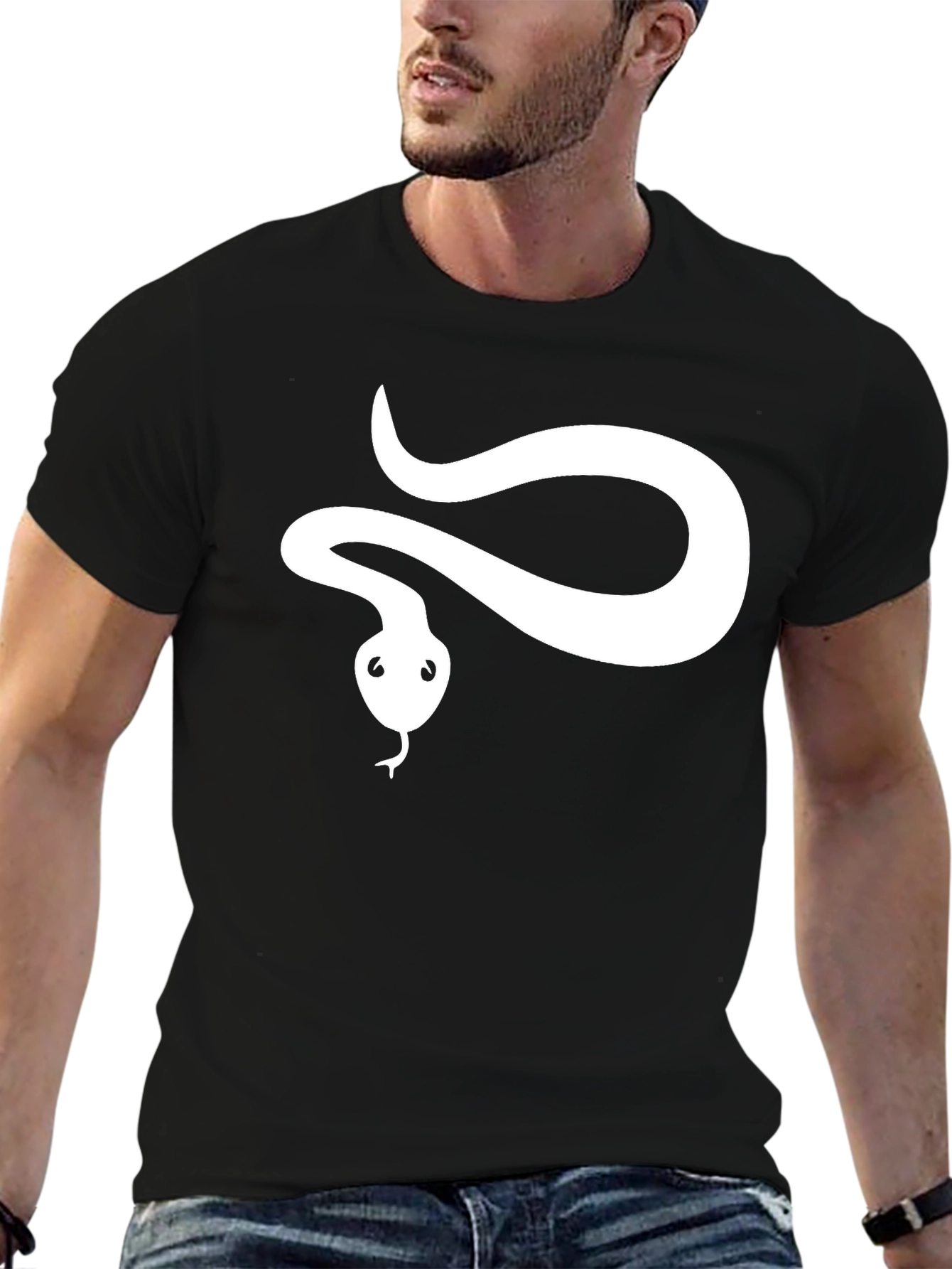Black Snake Graphic Tee - Black Cotton T-Shirt view 6