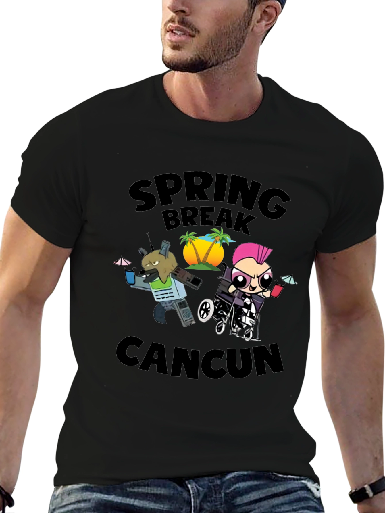 Black Spring Break Cancun Graphic Tee view 6