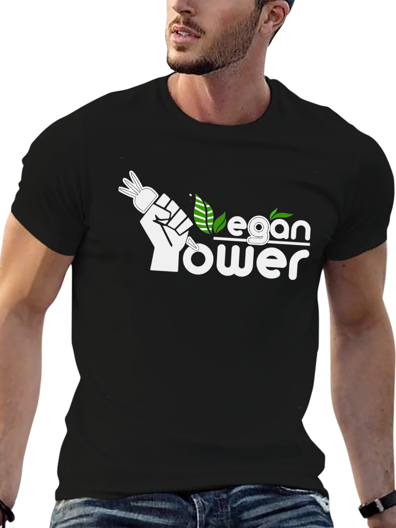 Black Vegan Power Black T-Shirt view 6