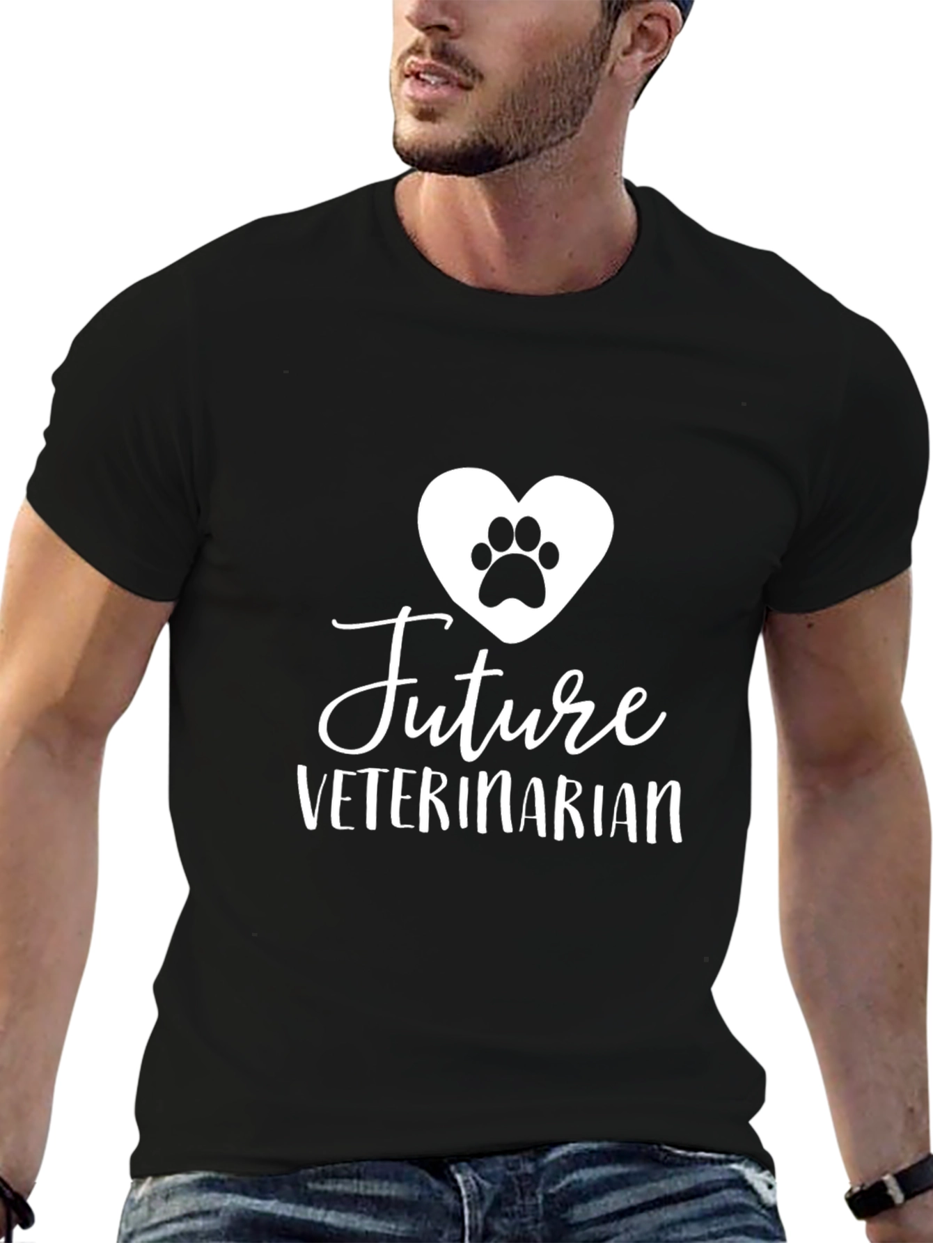 Black Future Veterinarian T-Shirt - Unisex Black Tee view 6