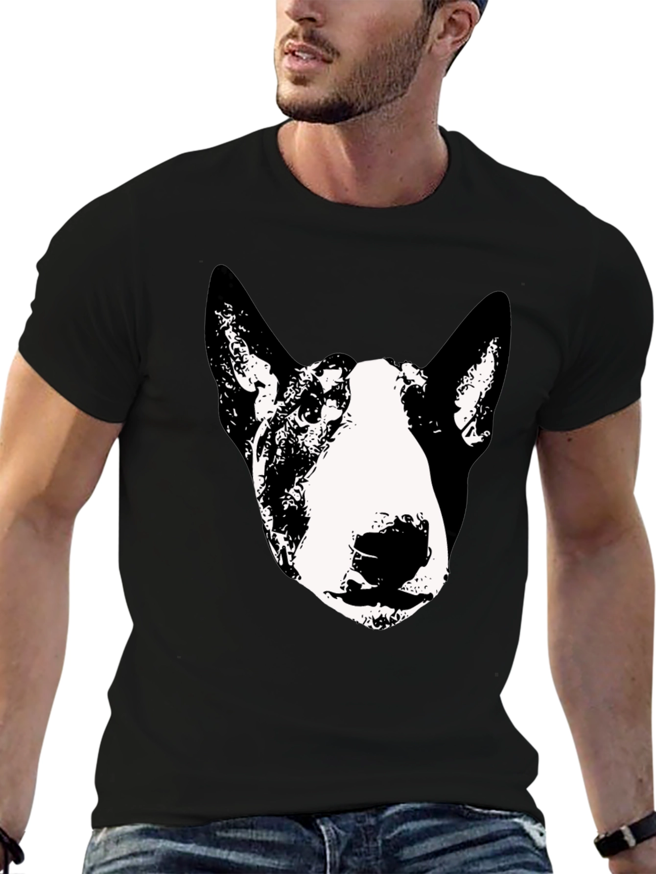 Black Bull Terrier Graphic Tee - Black Cotton Blend view 6