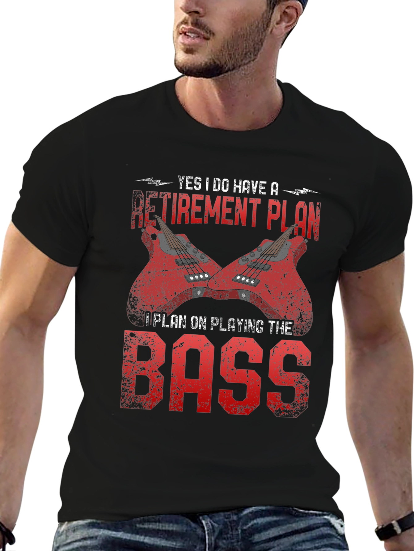 Black Bass Guitar Retirement Plan T-Shirt - Music Lover Tee view 6