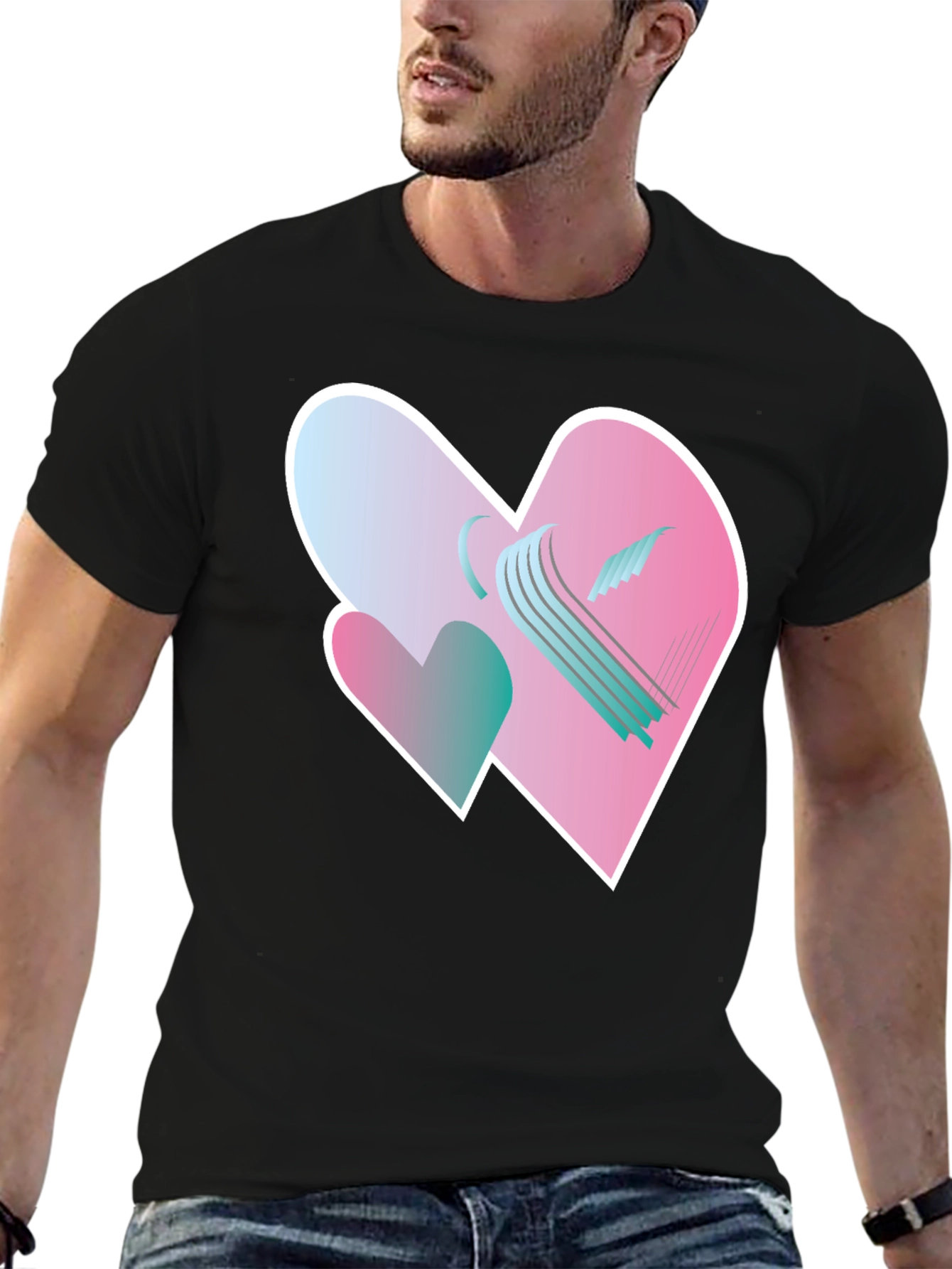 Black Heart Harp Graphic Tee - Modern Design view 6