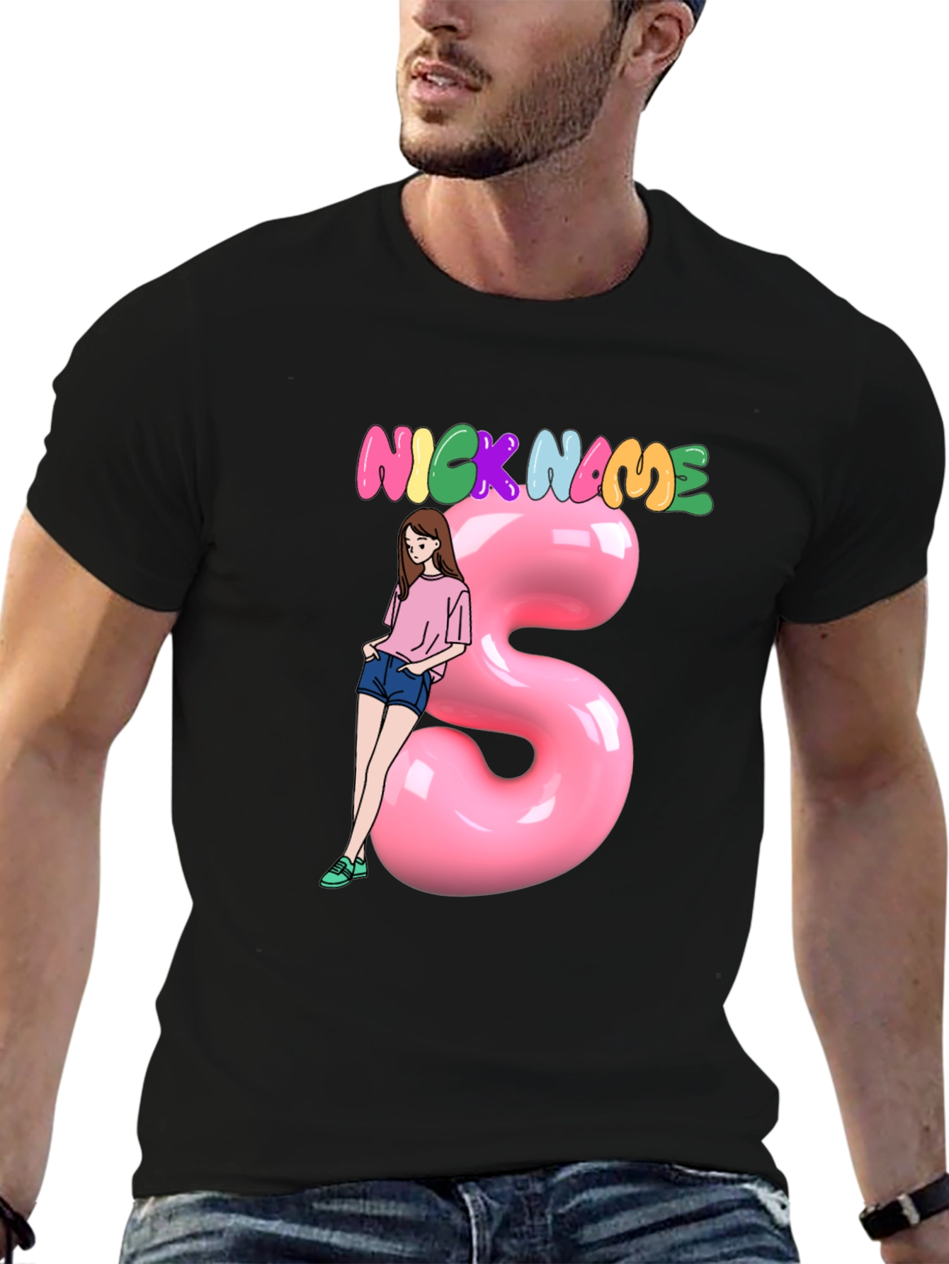 Black Nickname Girl Graphic T-Shirt - Unisex view 6
