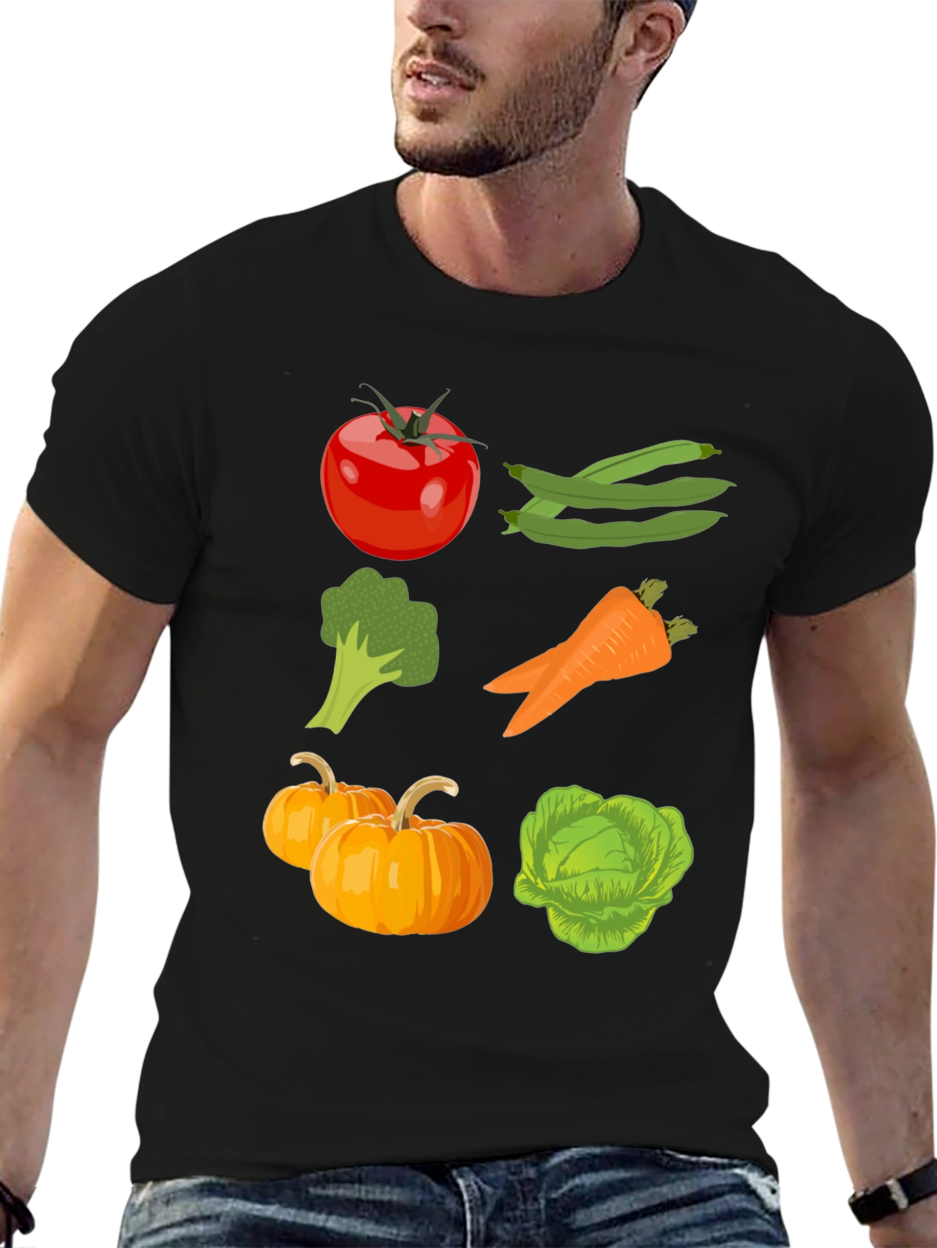 Black Veggie T-Shirt - Eat Your Vegetables view 6