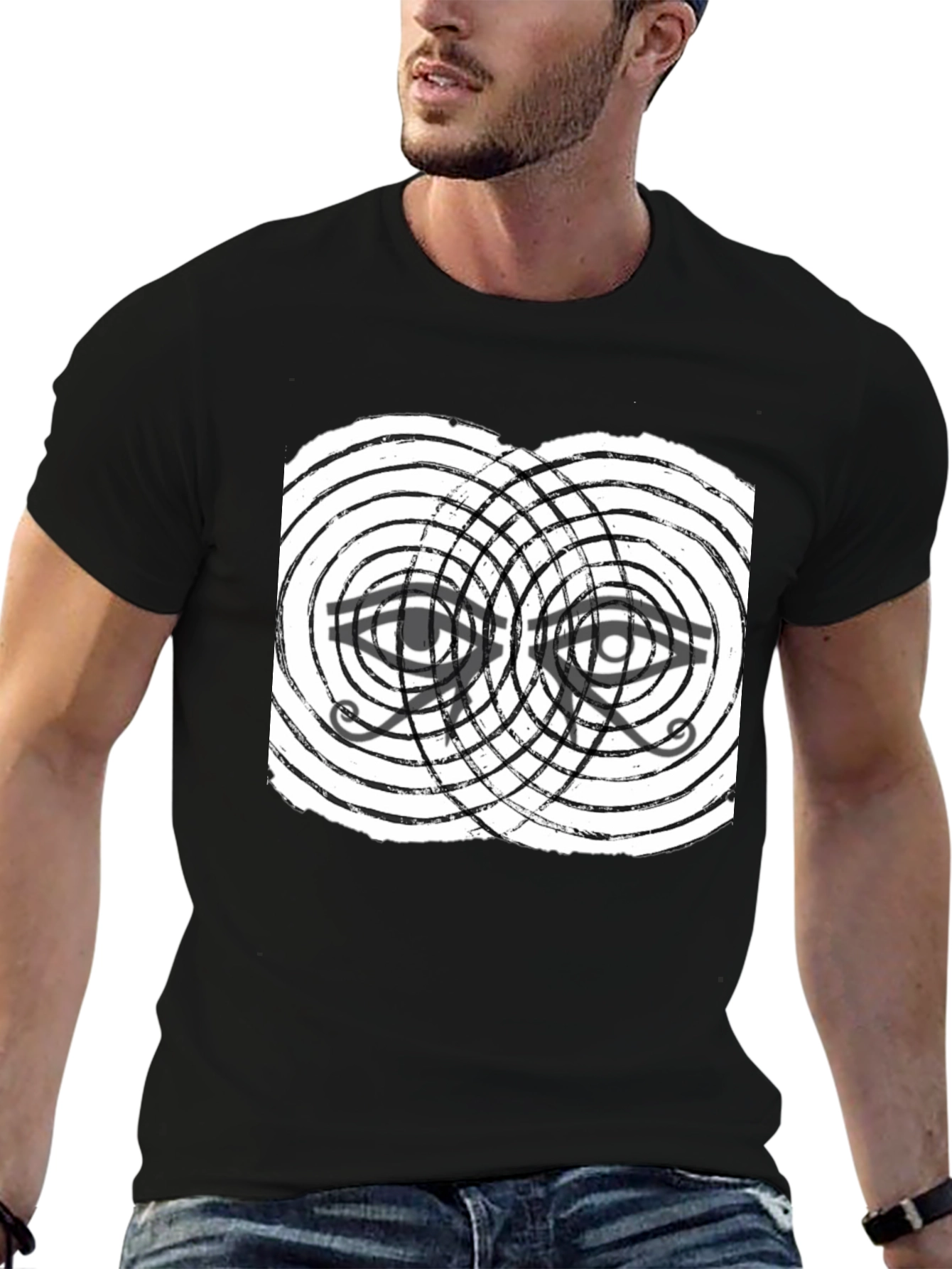 Black Eye of Horus Graphic Tee - Black Cotton T-Shirt view 6