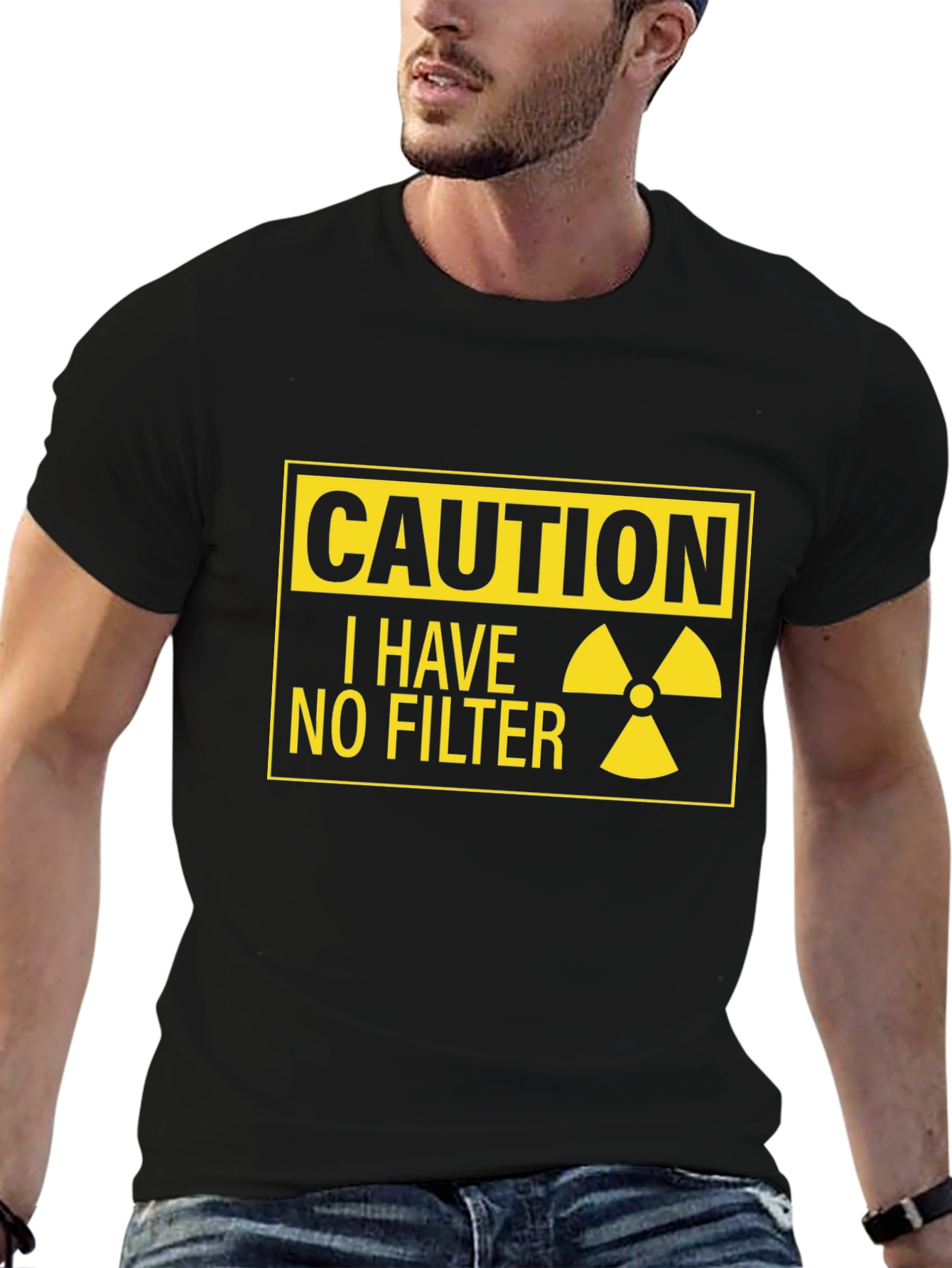 Black Caution I Have No Filter Black T-Shirt view 6