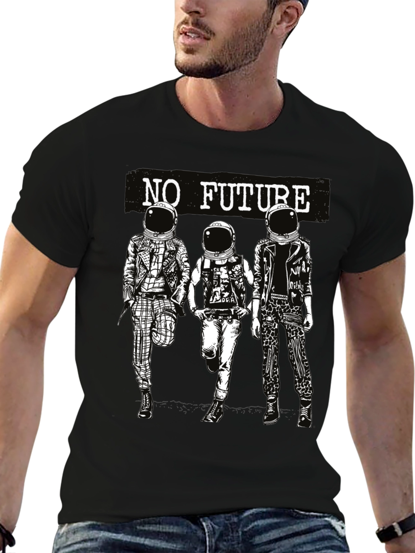 No Future Astronauts Black Graphic Tee - 6