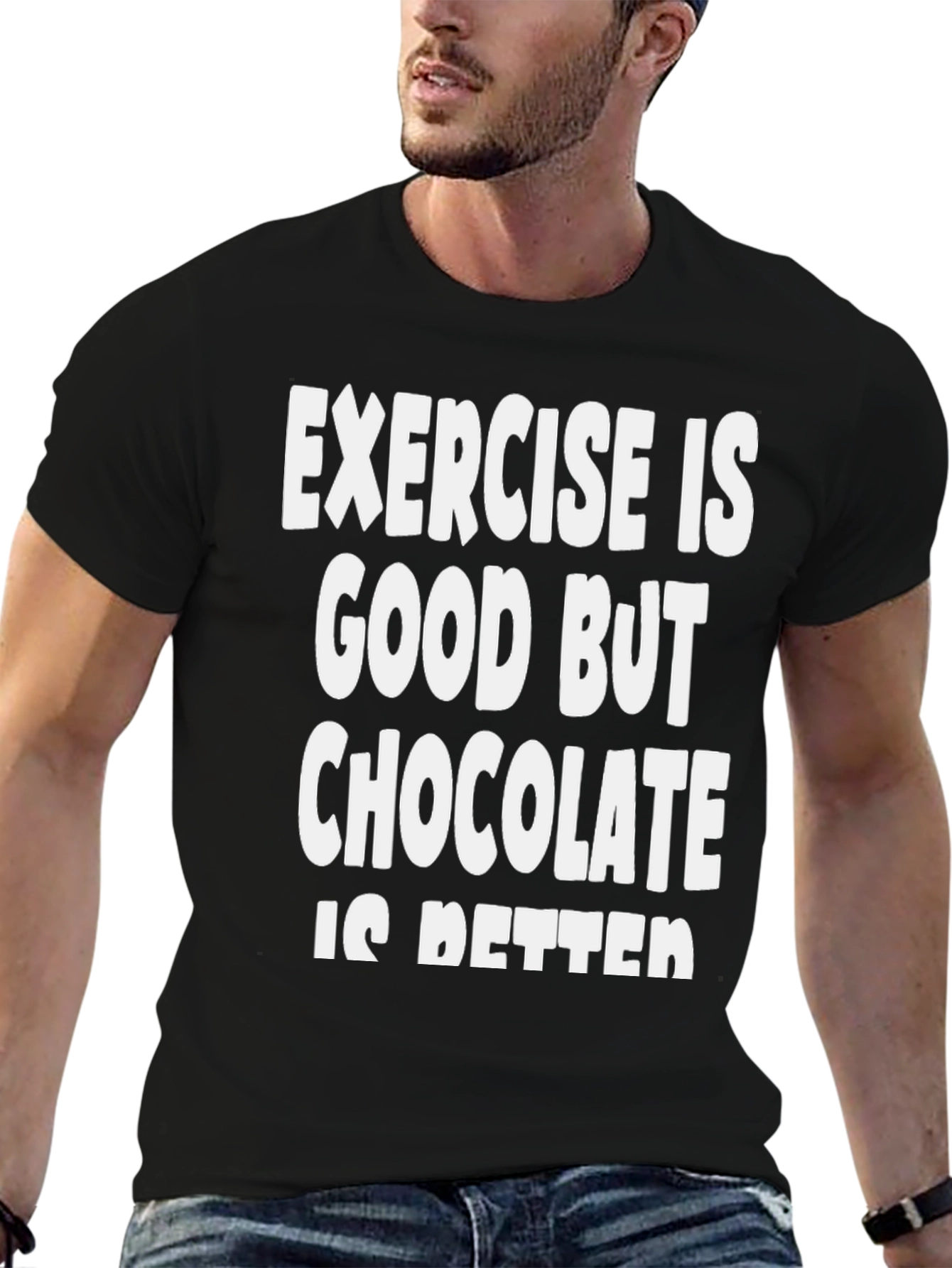 Black Funny Chocolate Is Better T-Shirt view 6