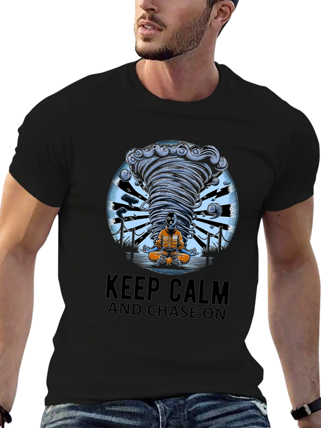 Black Keep Calm Tornado Chaser Graphic Tee view 6
