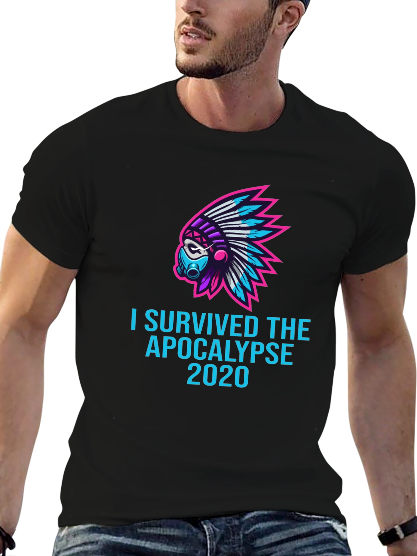 Black I Survived the Apocalypse 2020 T-Shirt view 6