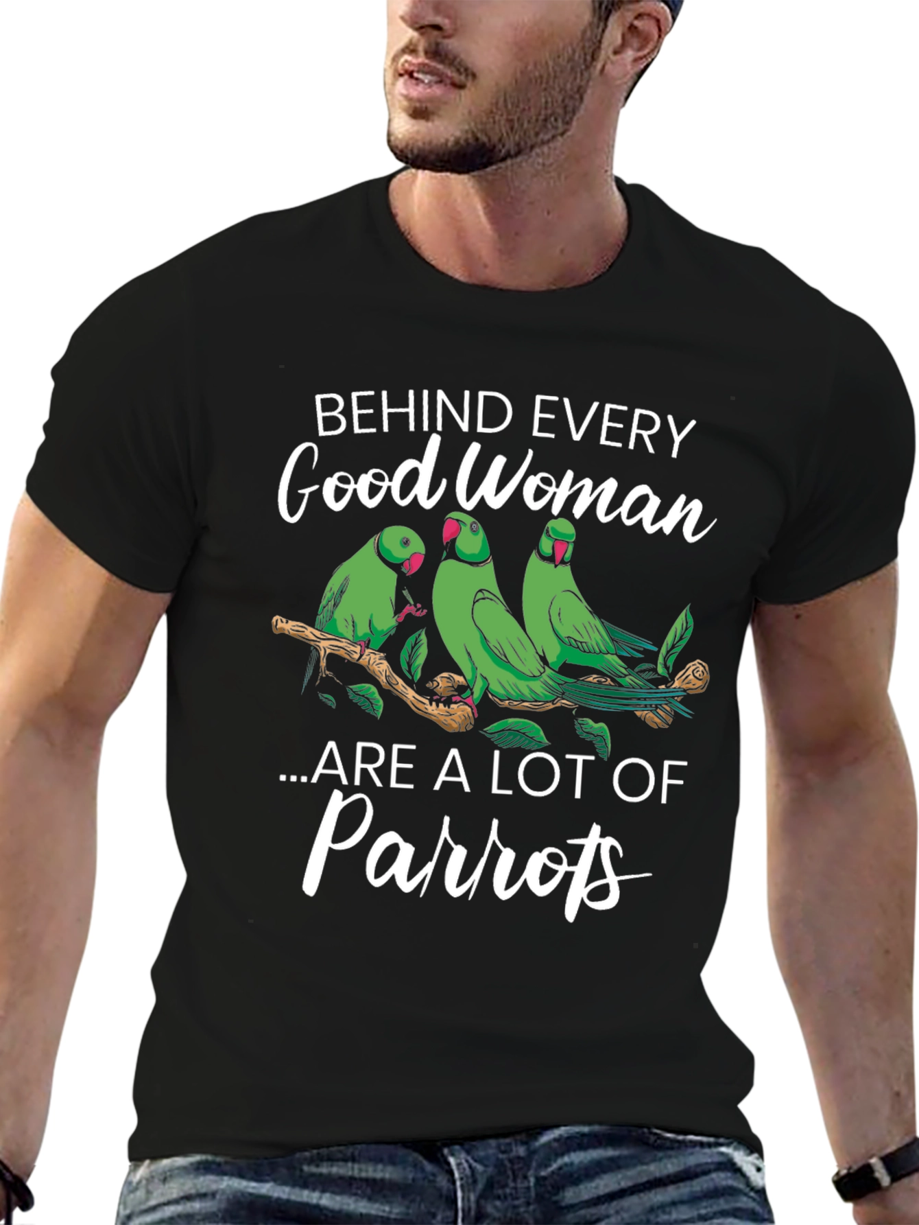 Black Good Woman & Parrot T-Shirt view 6