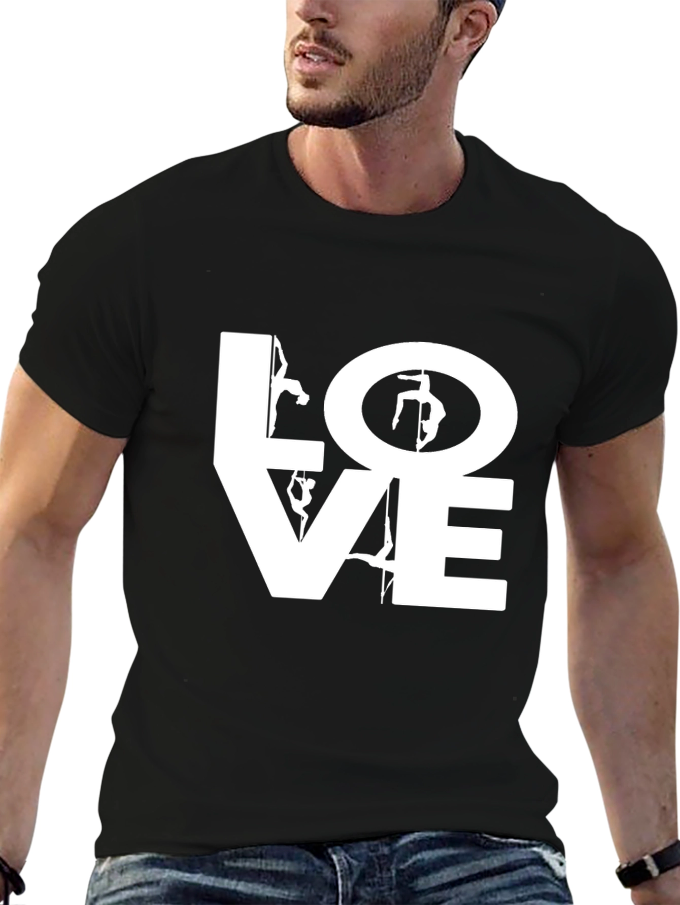 Black Pole Dancing LOVE Graphic Tee - Unisex Black T-Shirt view 6