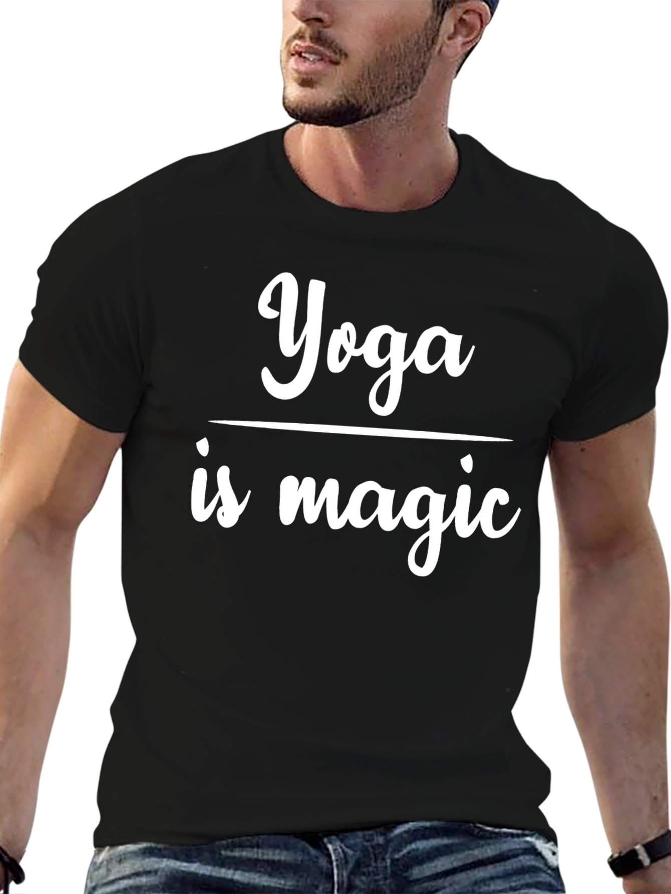 Black Yoga is Magic Graphic Tee - Black Cotton Blend view 6