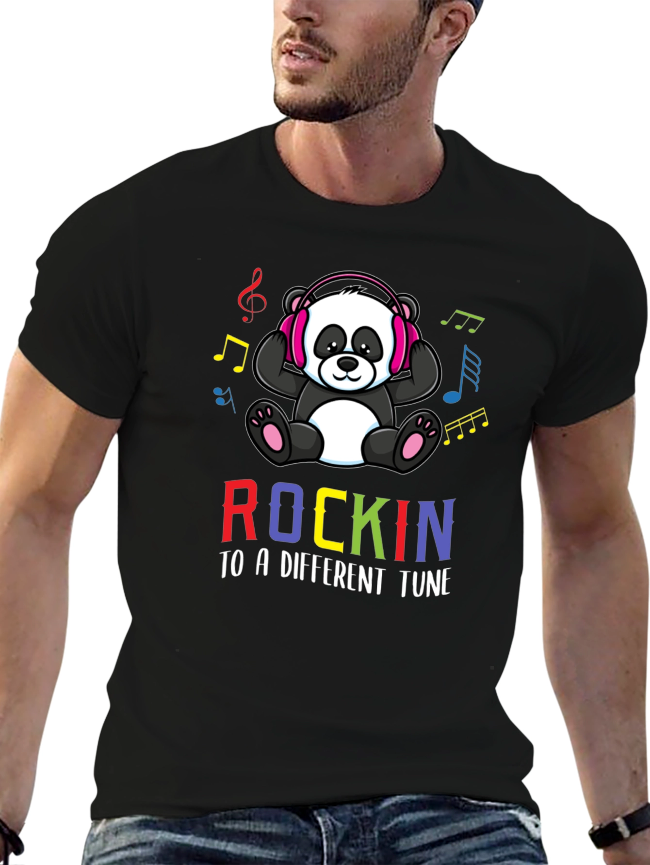 Black Rockin' Panda Music T-Shirt view 6