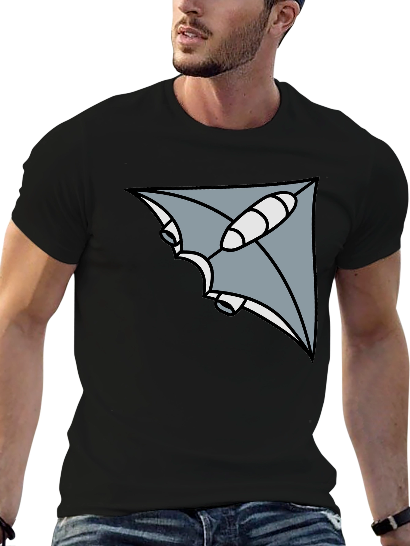 Black Geometric Ray Black T-Shirt view 6