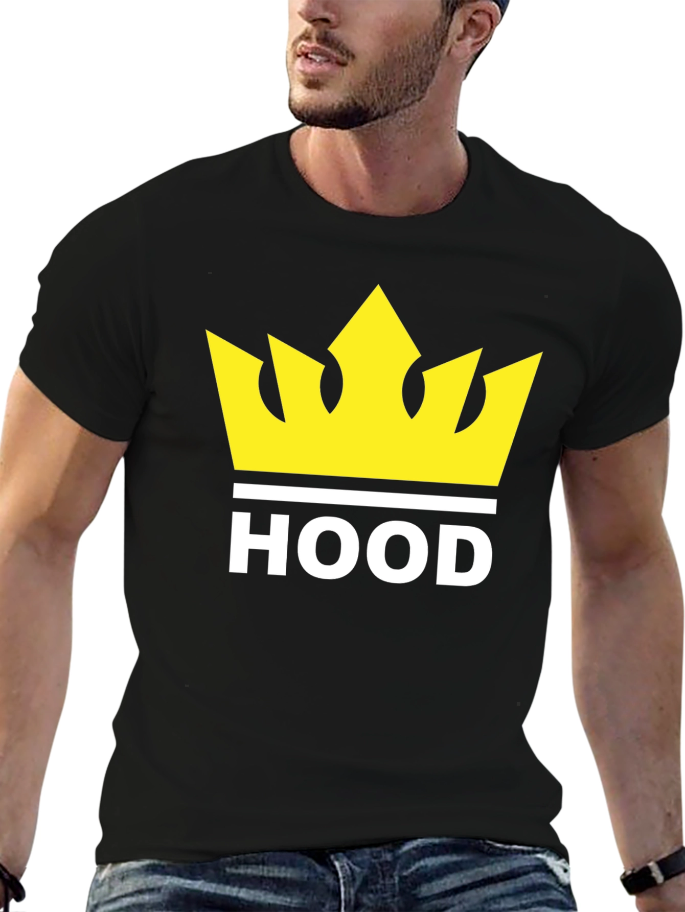 Black HOOD Crown Graphic Print Black T-Shirt view 6
