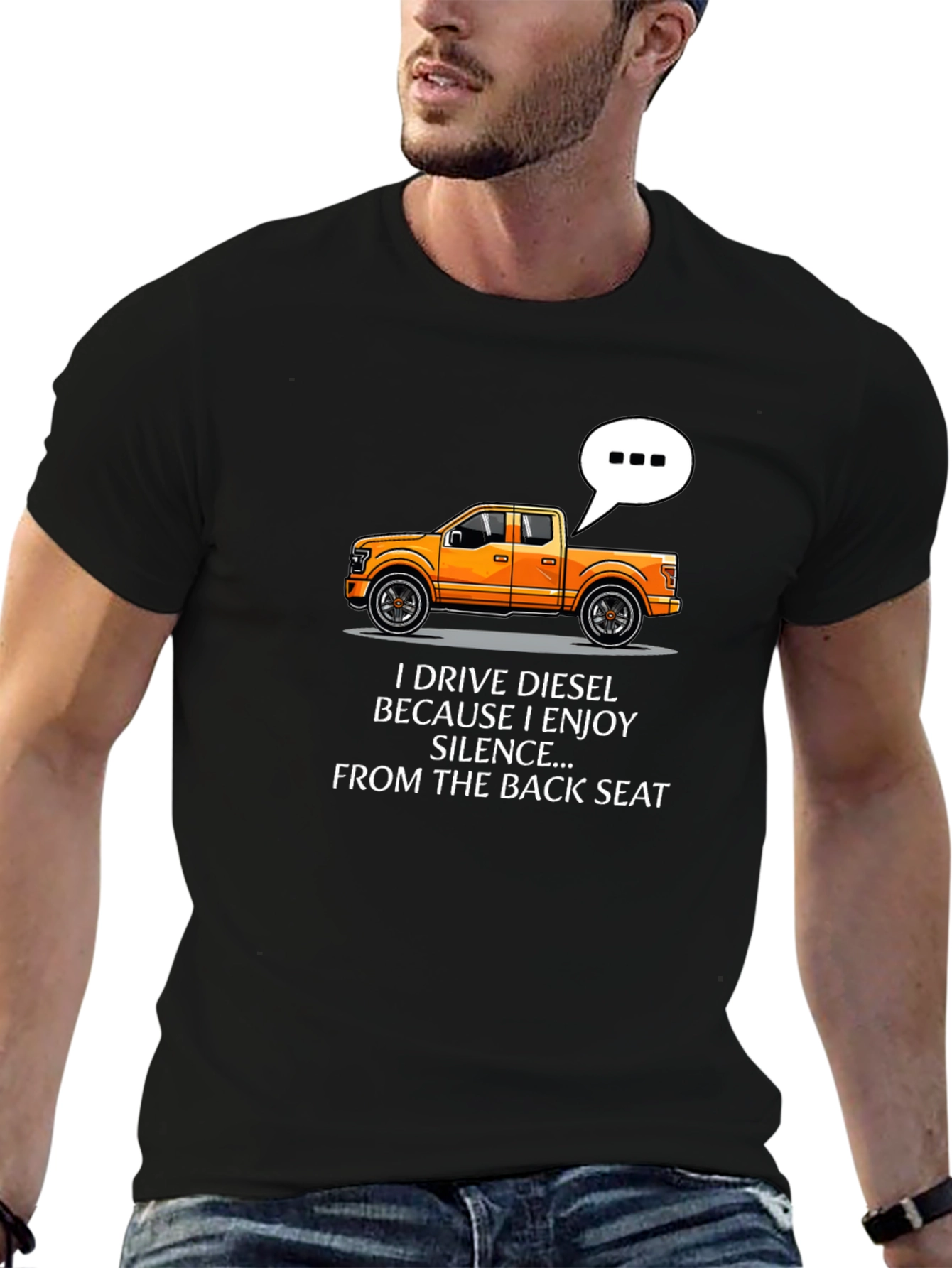 Black Diesel Truck Humor T-Shirt - Enjoy The Silence view 6
