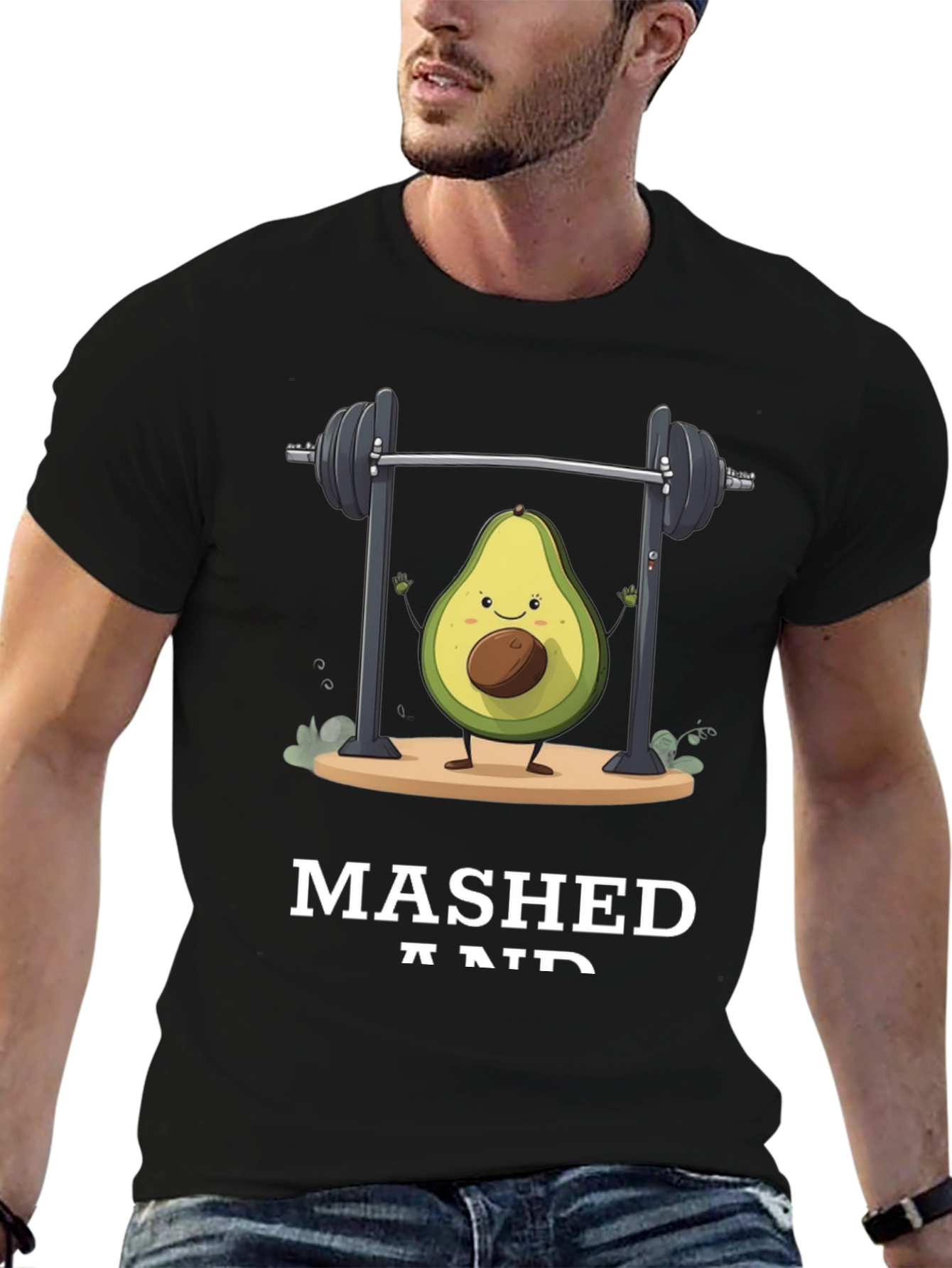 Black Mashed and Ripped Avocado Gym T-Shirt view 6