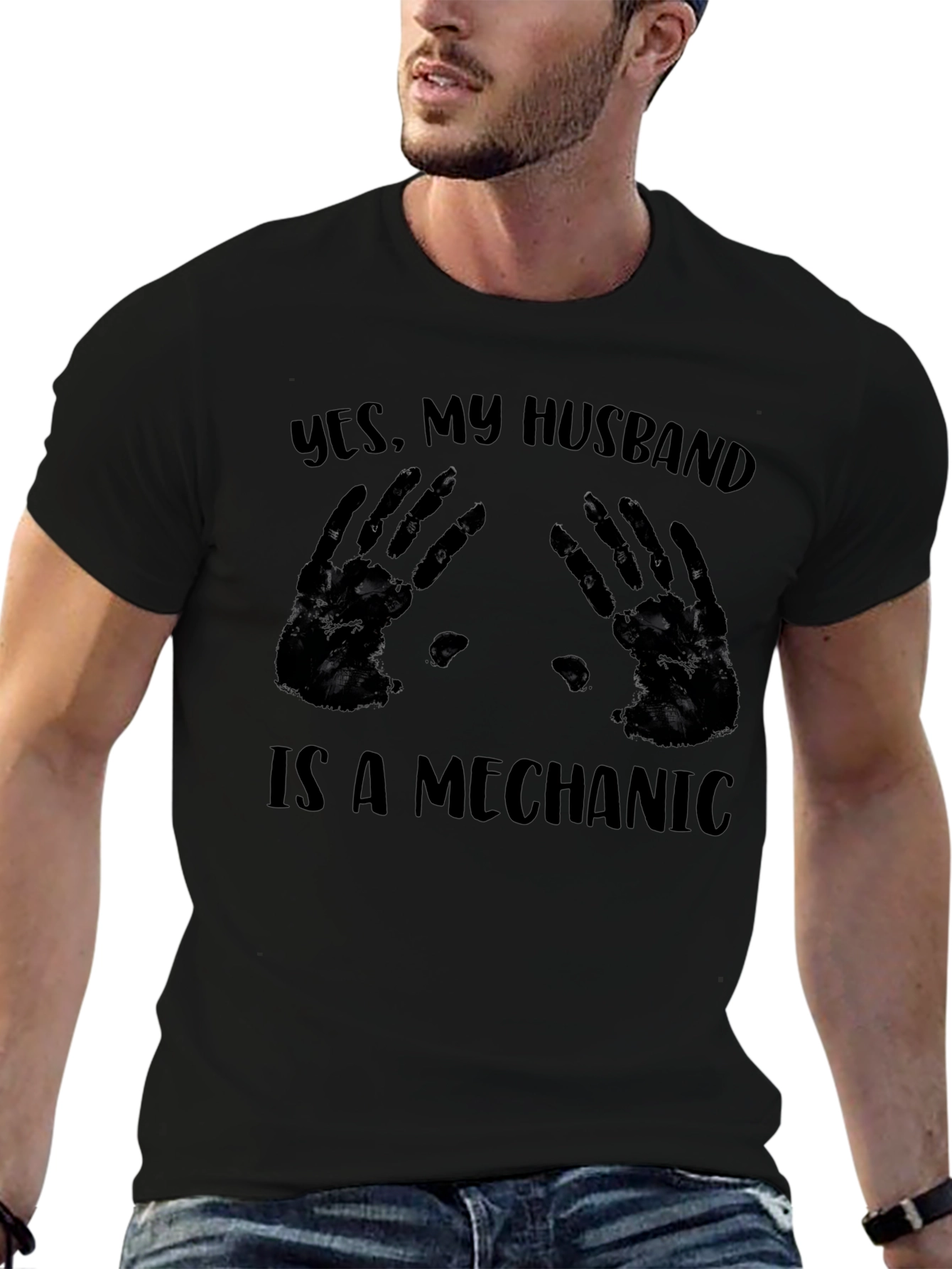 Black Mechanic Husband T-Shirt view 6