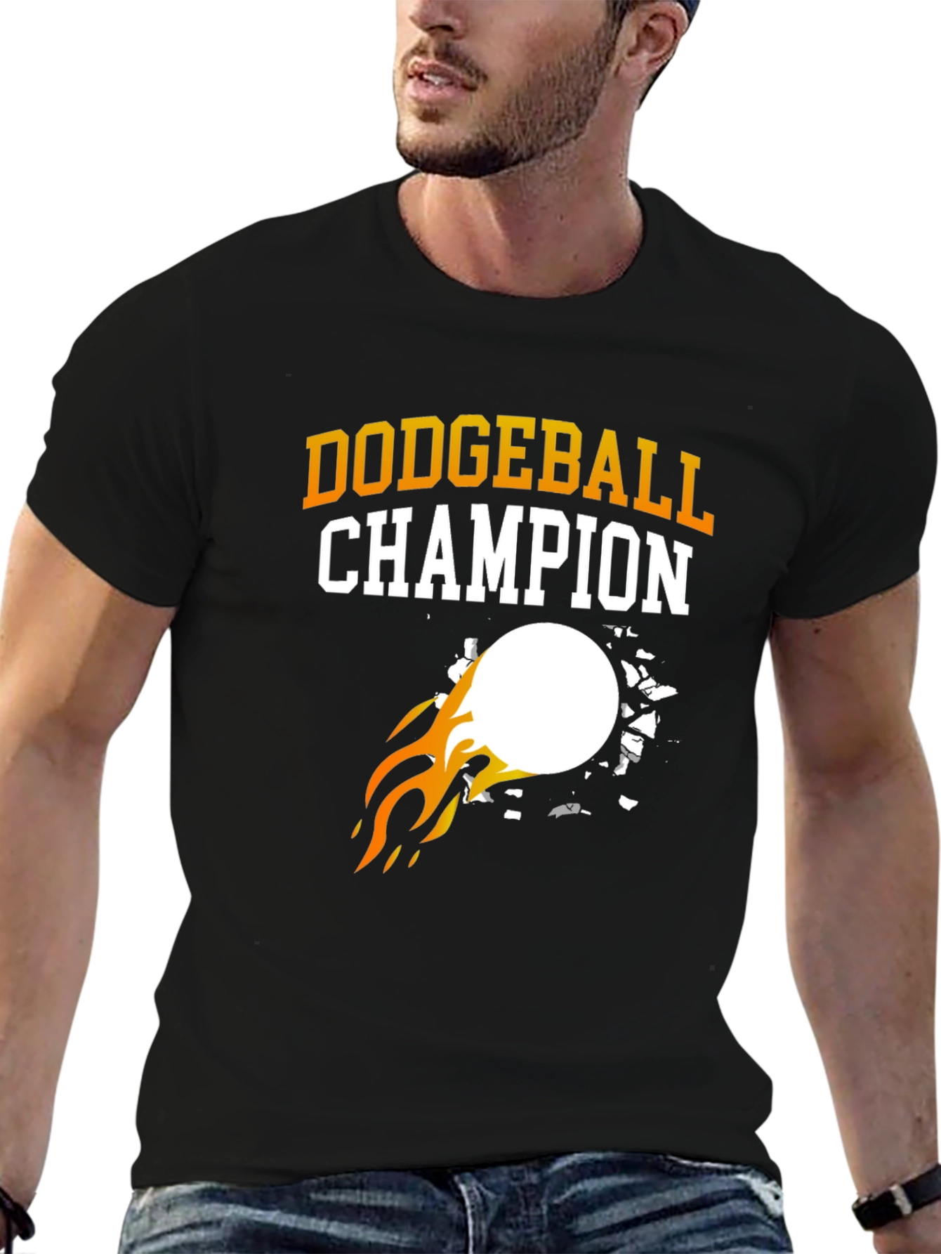 Black Dodgeball Champion Graphic T-Shirt view 6