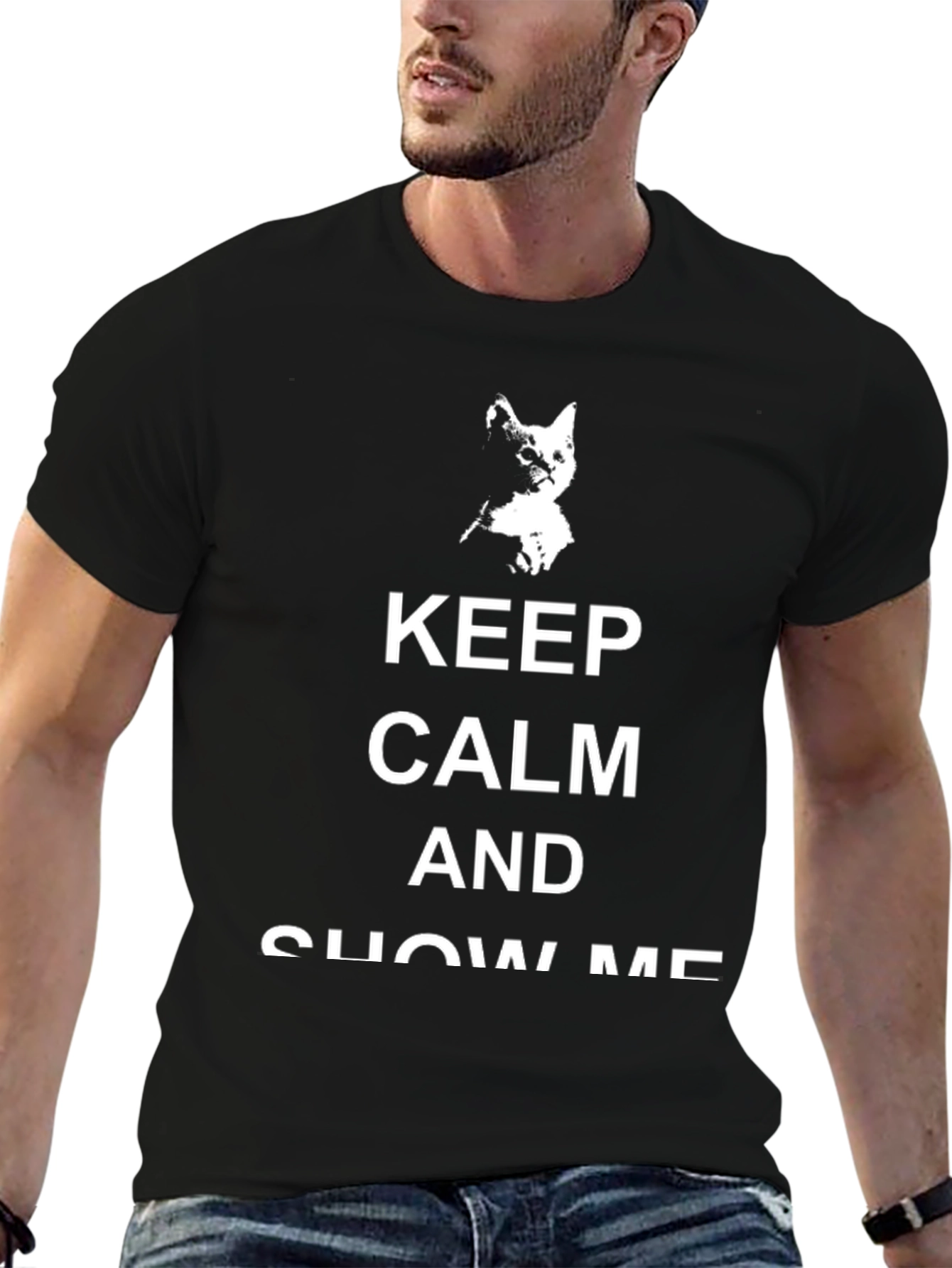 Black Keep Calm Kitten T-Shirt - Black view 6