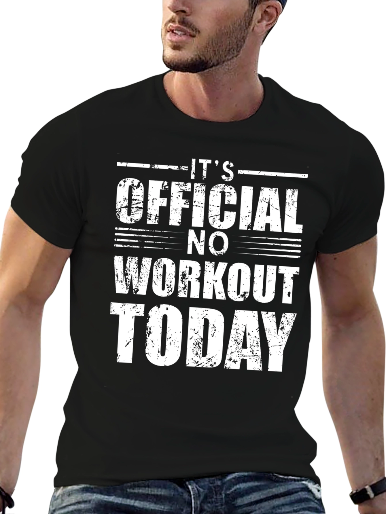 Black Funny No Workout Today Graphic T-Shirt view 6