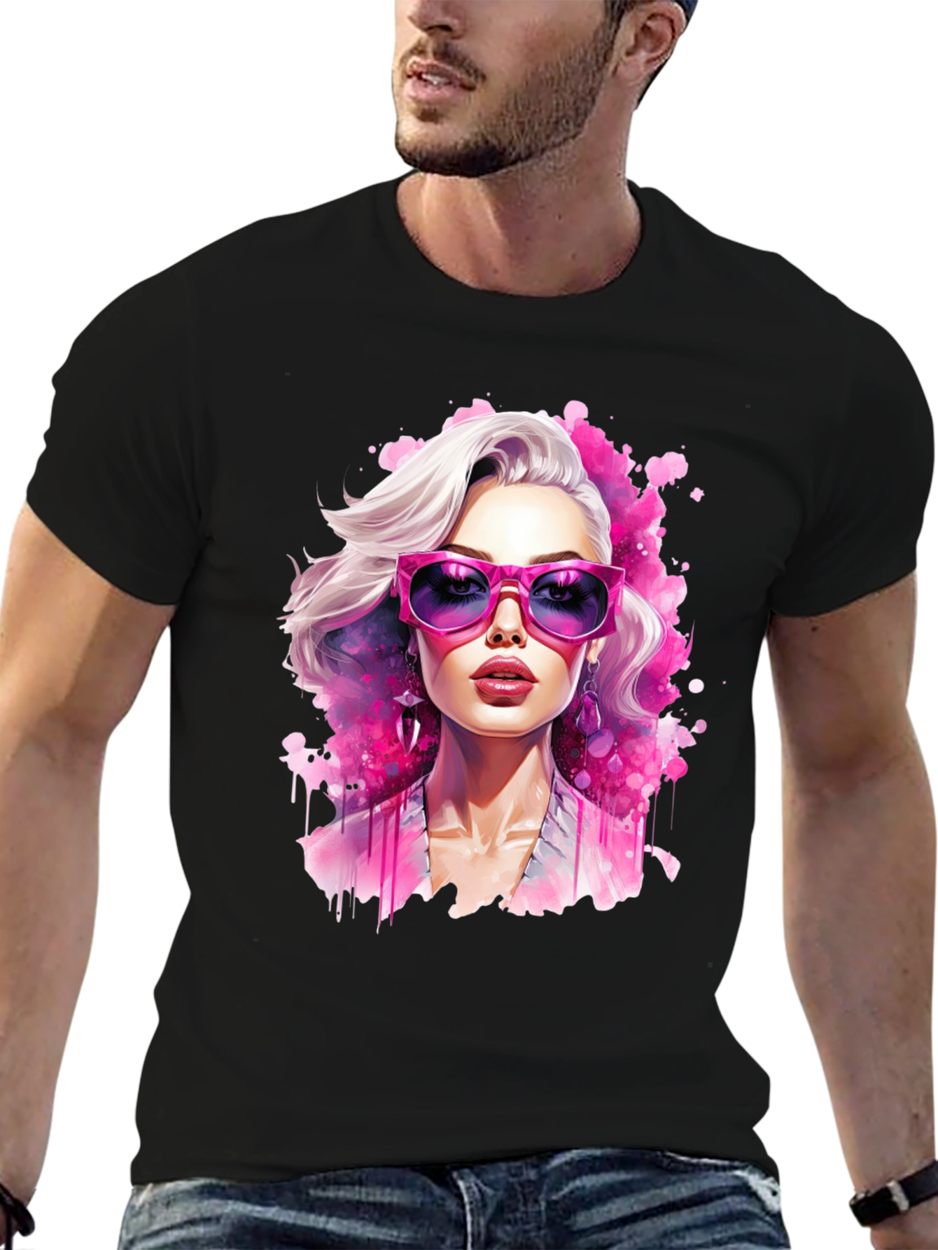 Black Stylish Woman Graphic Tee view 6