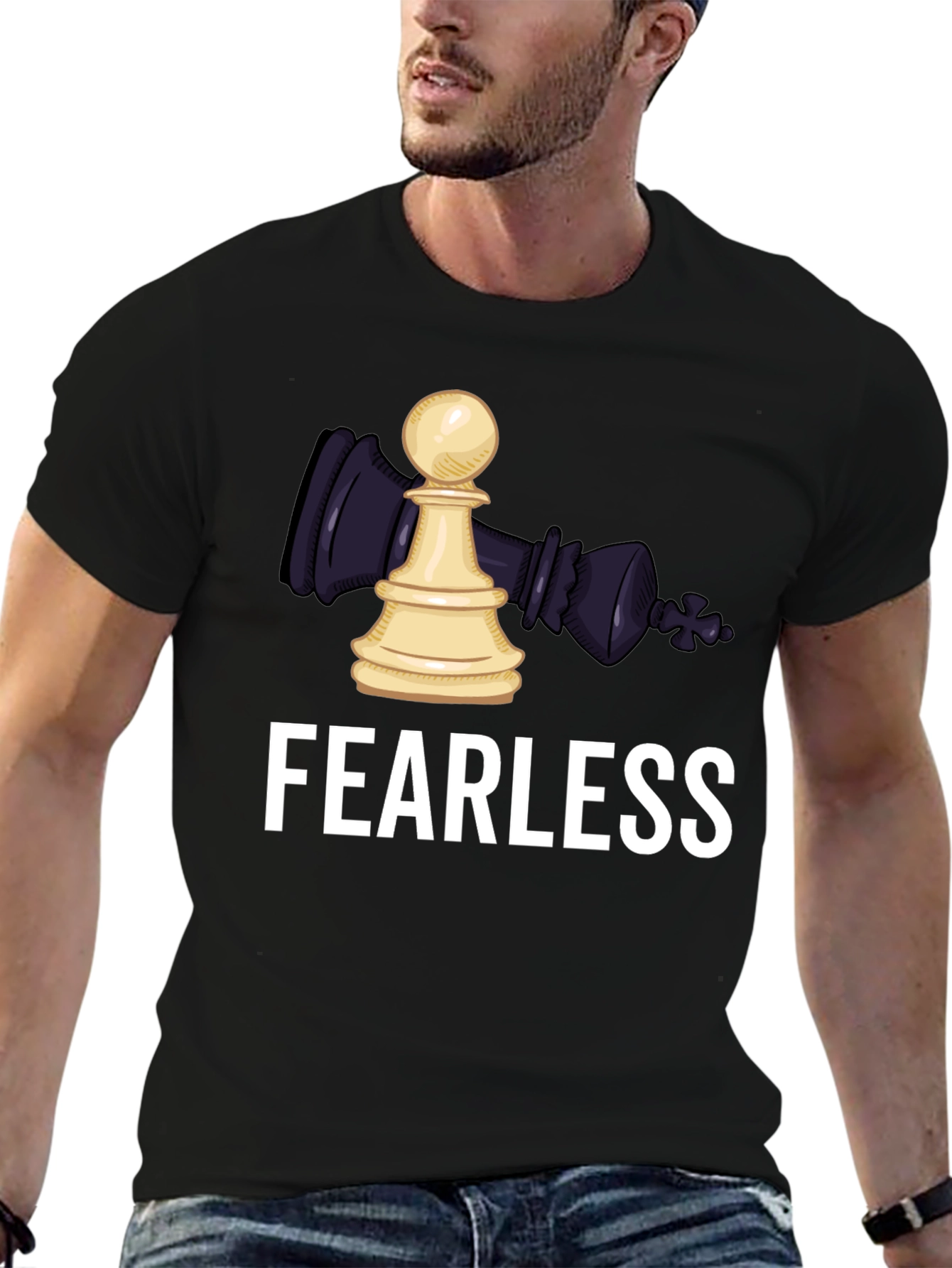 Black Fearless Chess Graphic T-Shirt view 6